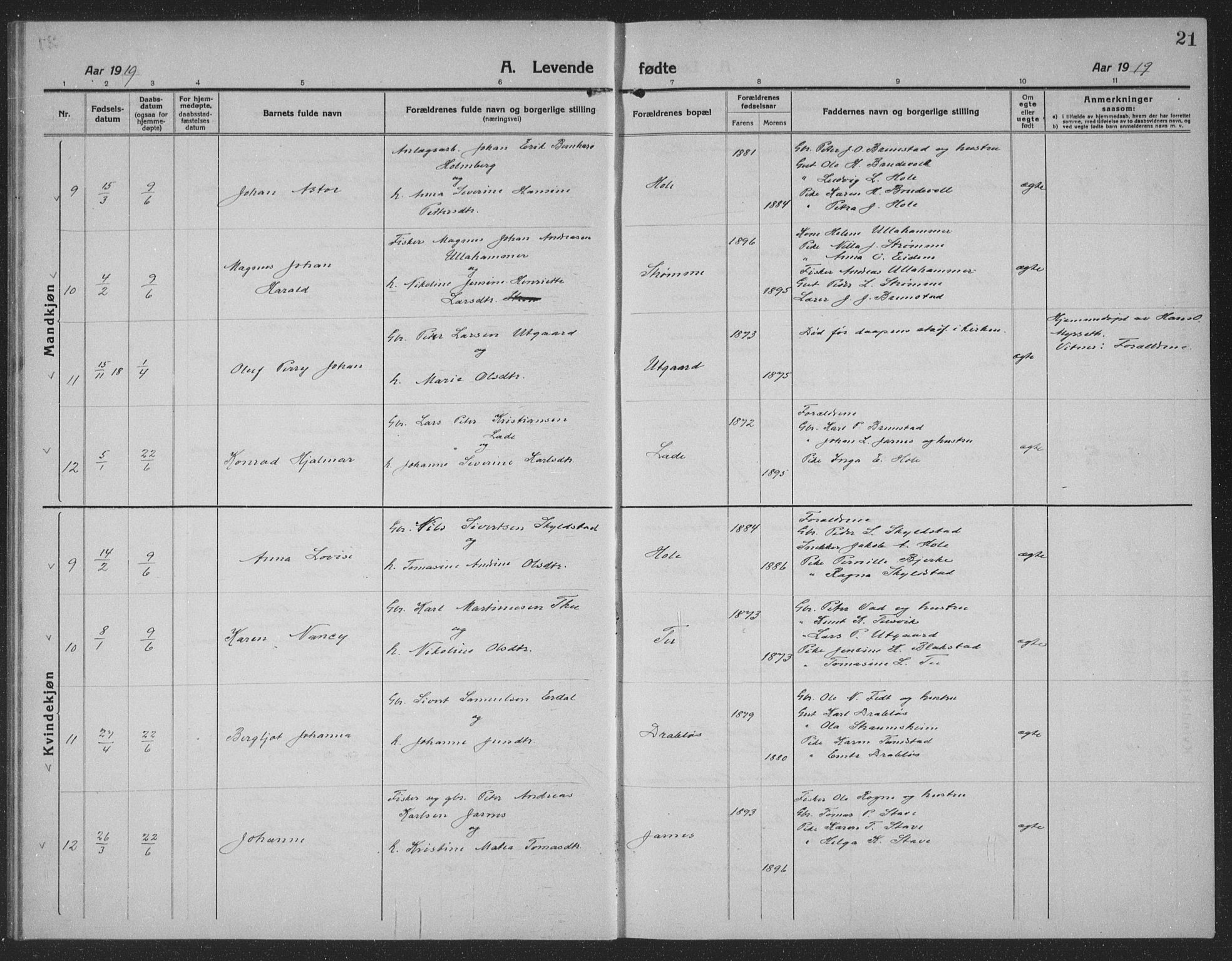 Ministerialprotokoller, klokkerbøker og fødselsregistre - Møre og Romsdal, SAT/A-1454/523/L0342: Parish register (copy) no. 523C05, 1916-1937, p. 21