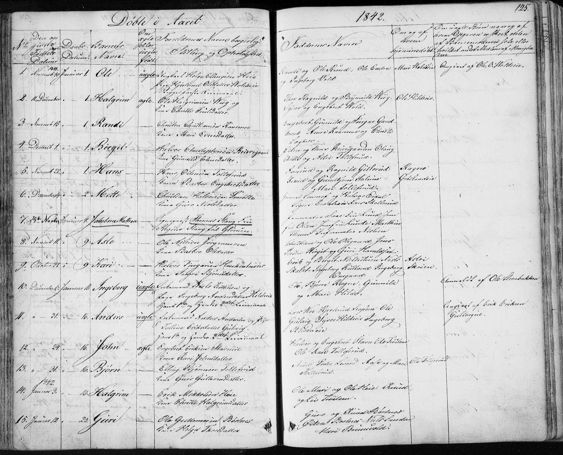 Nes kirkebøker, AV/SAKO-A-236/F/Fa/L0009: Parish register (official) no. 9, 1834-1863, p. 125