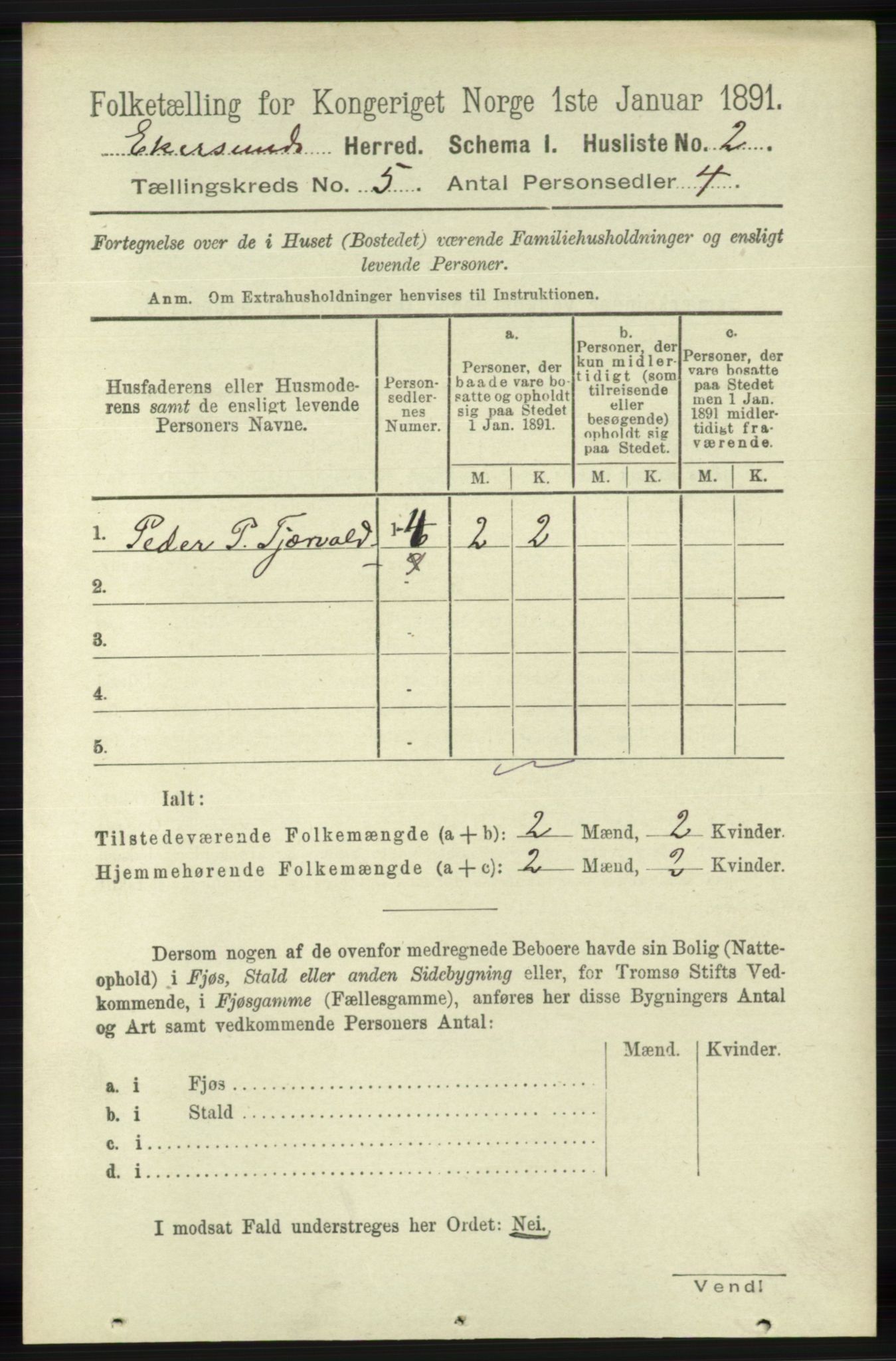 RA, 1891 census for 1116 Eigersund herred, 1891, p. 2018