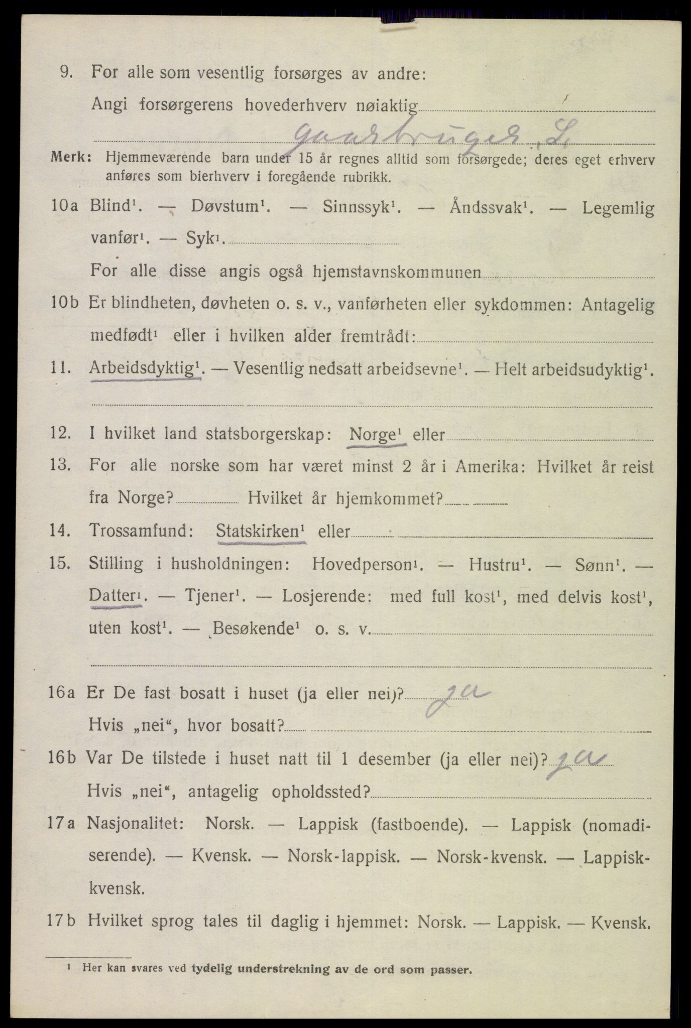 SAT, 1920 census for Ankenes, 1920, p. 3922