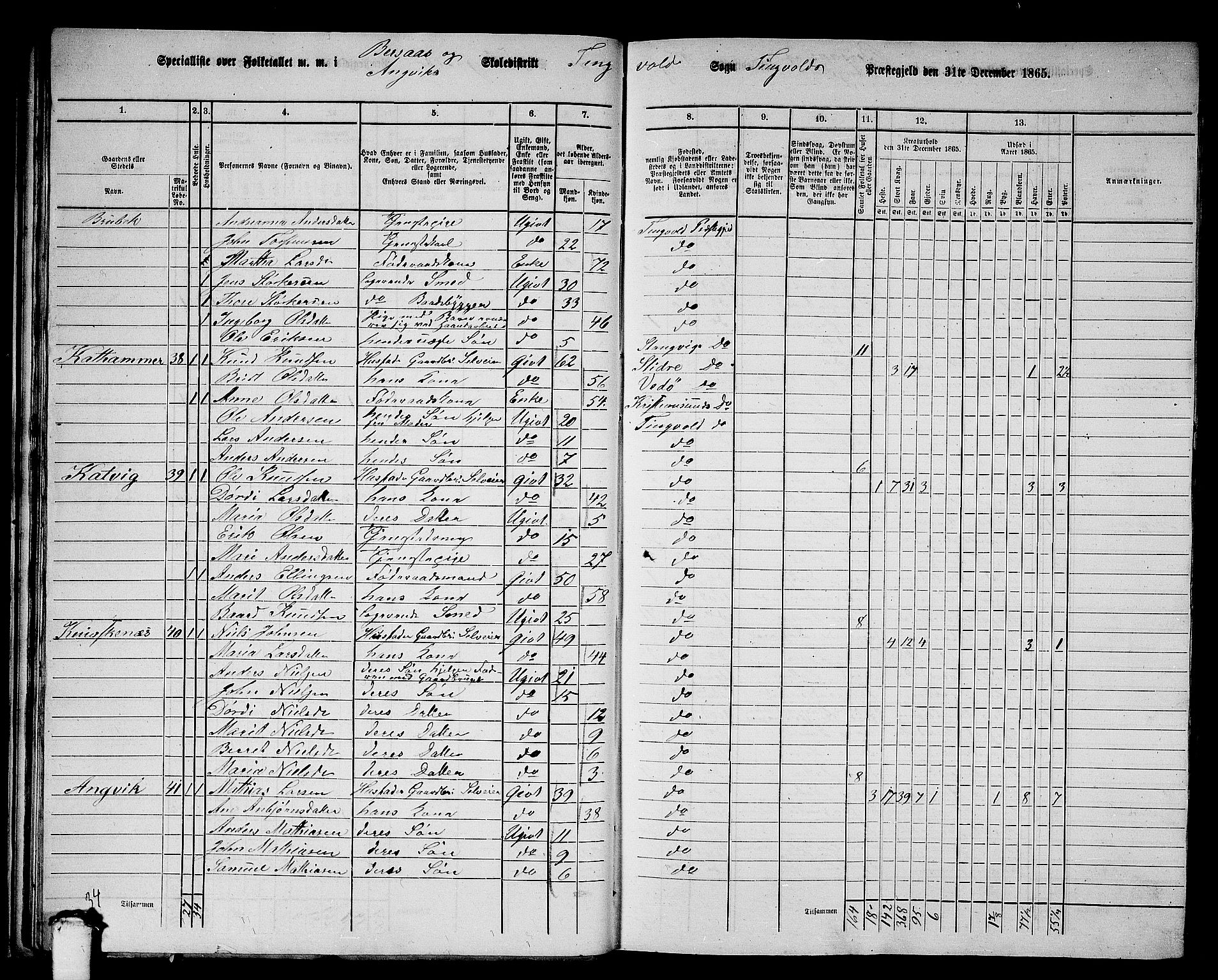 RA, 1865 census for Tingvoll, 1865, p. 31