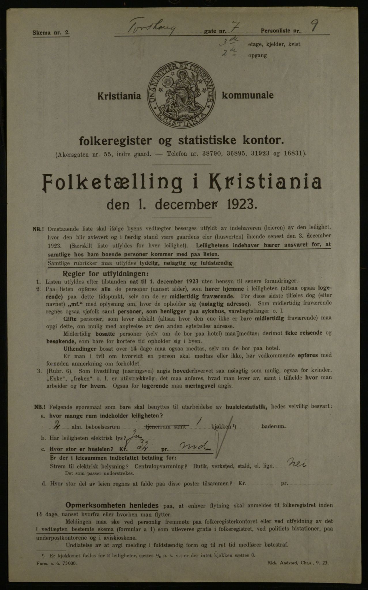 OBA, Municipal Census 1923 for Kristiania, 1923, p. 126437