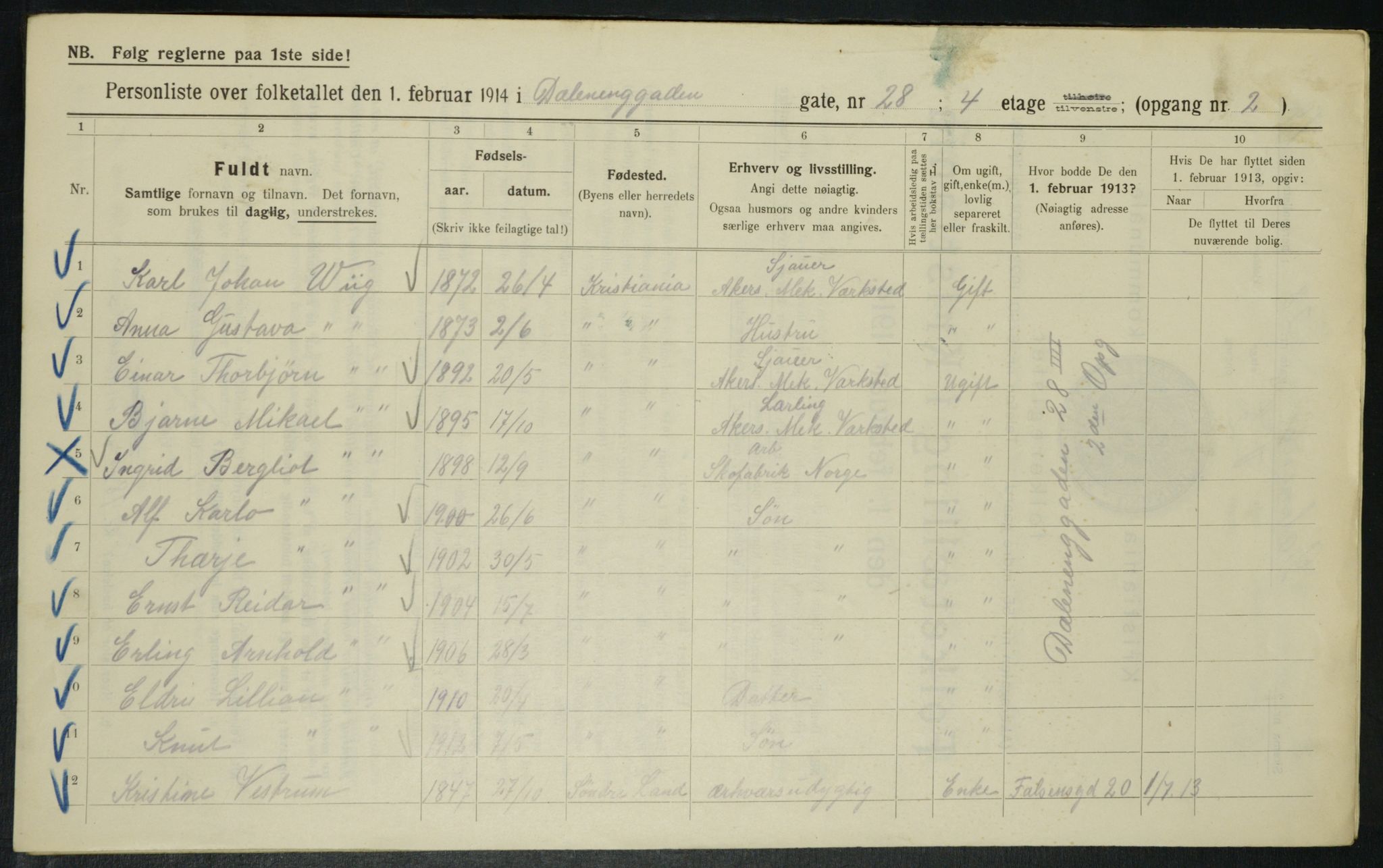 OBA, Municipal Census 1914 for Kristiania, 1914, p. 17739