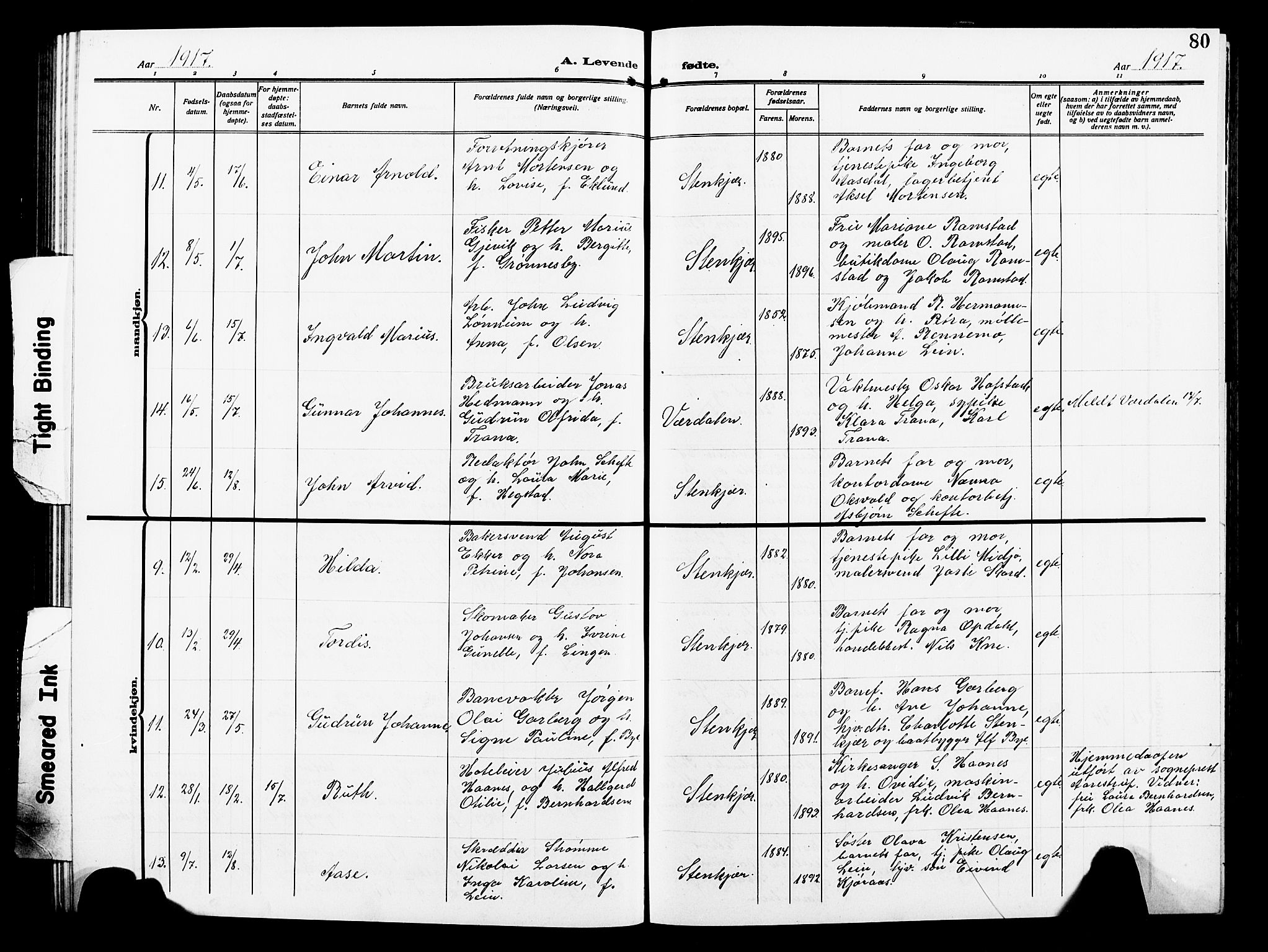 Ministerialprotokoller, klokkerbøker og fødselsregistre - Nord-Trøndelag, AV/SAT-A-1458/739/L0376: Parish register (copy) no. 739C04, 1908-1917, p. 80