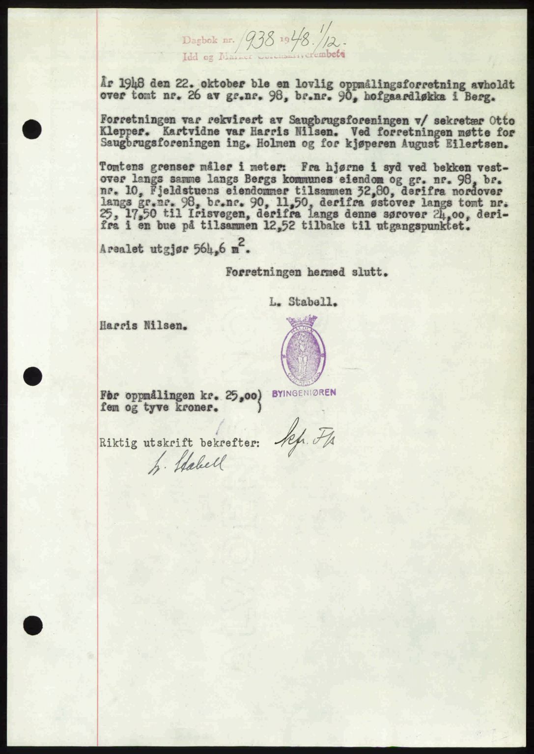 Idd og Marker sorenskriveri, AV/SAO-A-10283/G/Gb/Gbb/L0011: Mortgage book no. A11, 1948-1949, Diary no: : 1938/1948