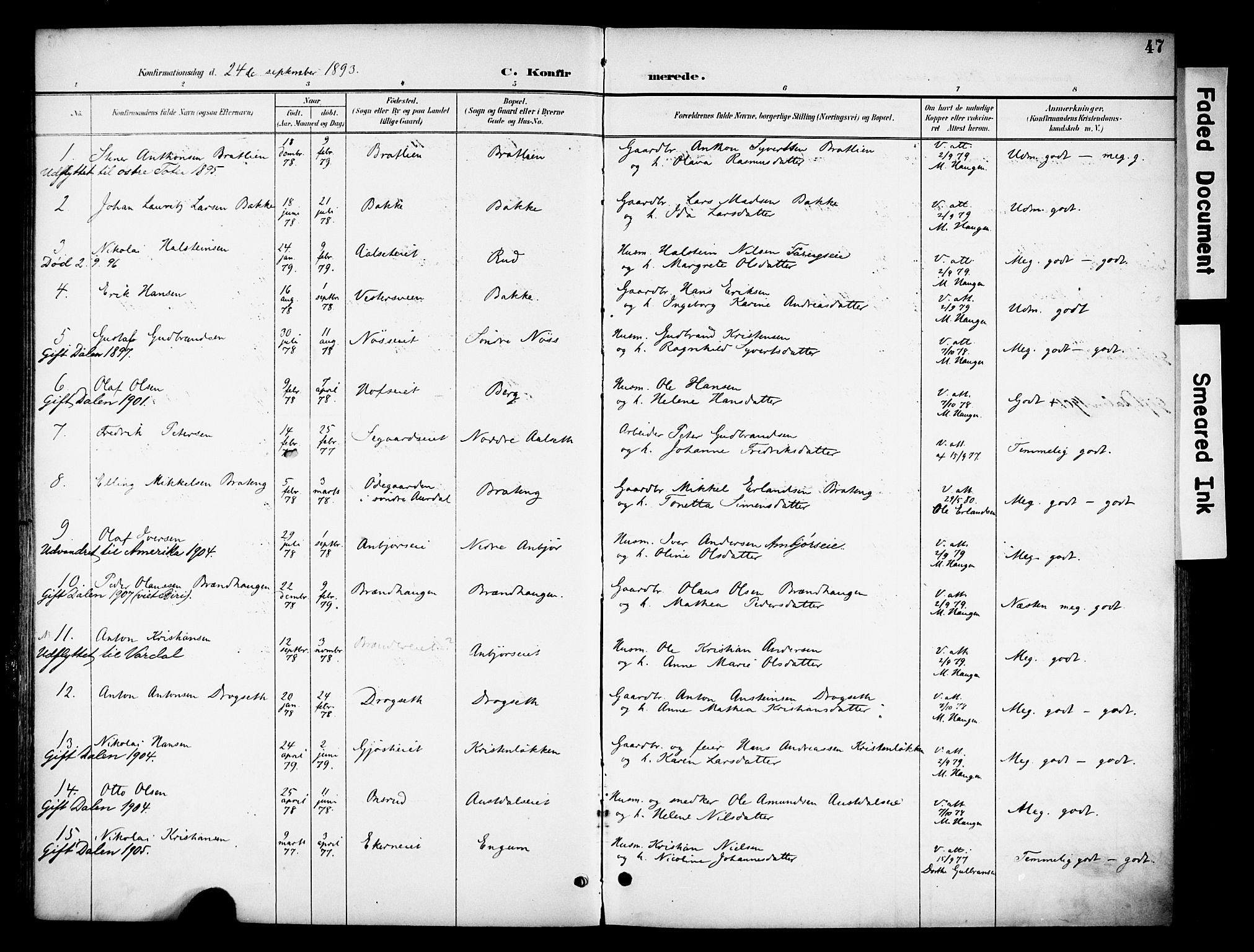 Biri prestekontor, SAH/PREST-096/H/Ha/Haa/L0008: Parish register (official) no. 8, 1894-1901, p. 47