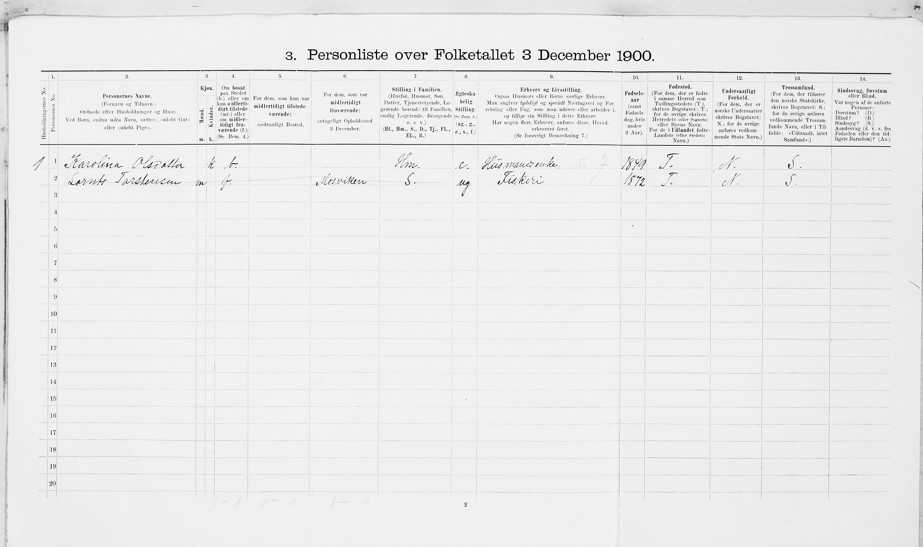 SAT, 1900 census for Frosta, 1900, p. 742