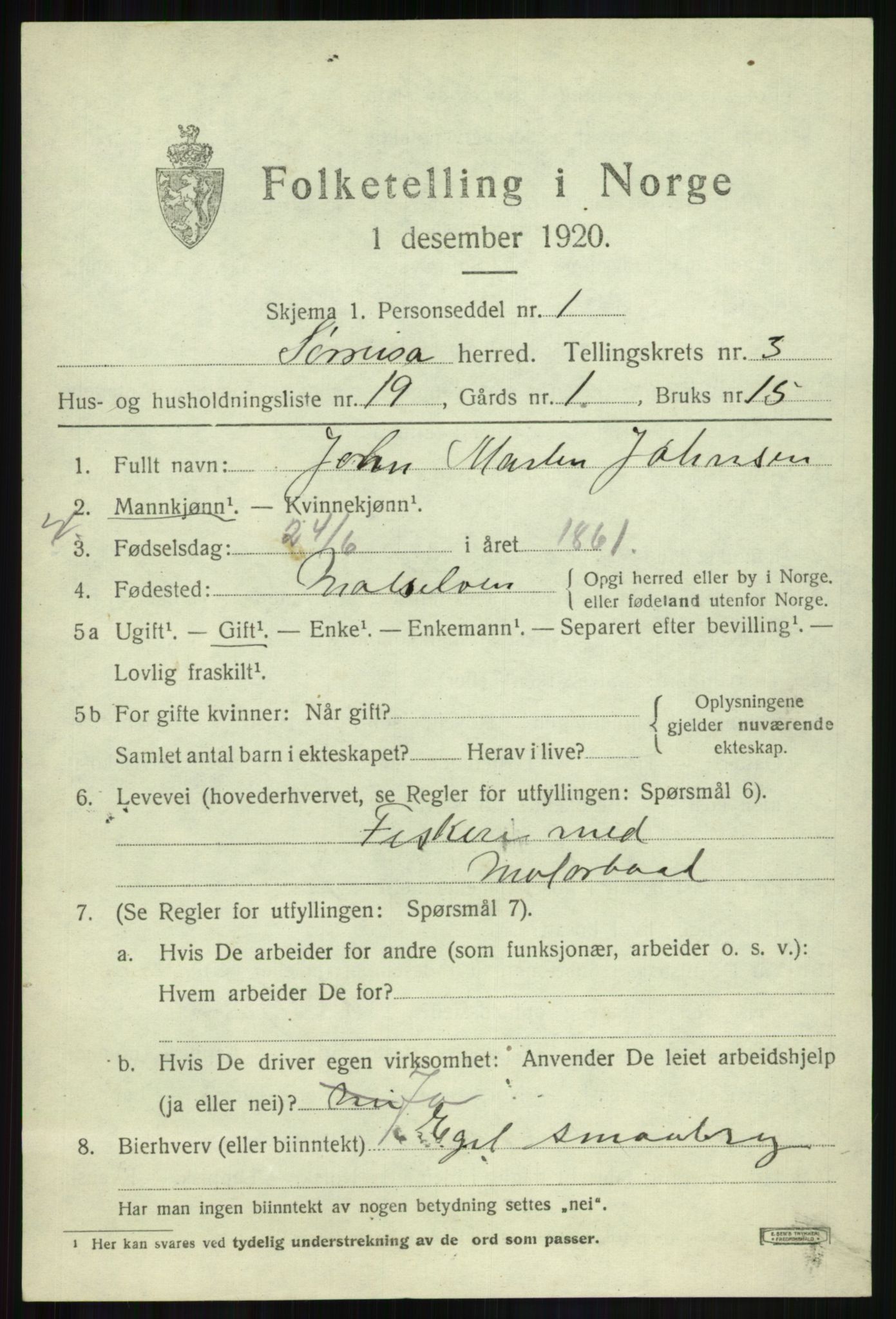 SATØ, 1920 census for Sørreisa, 1920, p. 1449