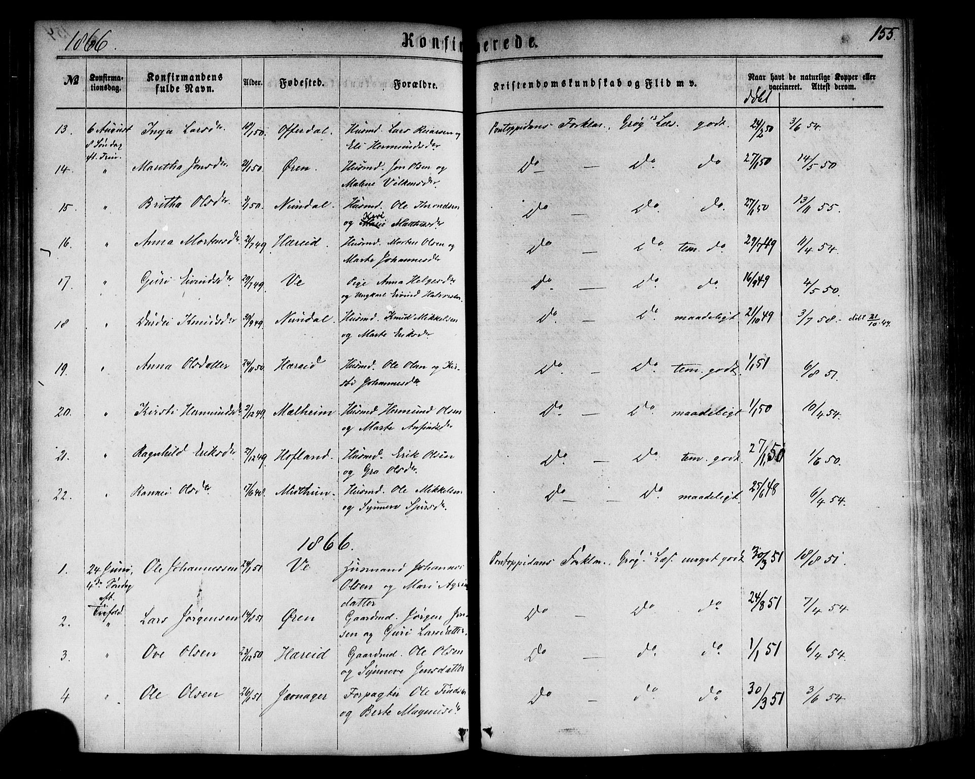 Årdal sokneprestembete, SAB/A-81701: Parish register (official) no. A 3, 1863-1886, p. 155