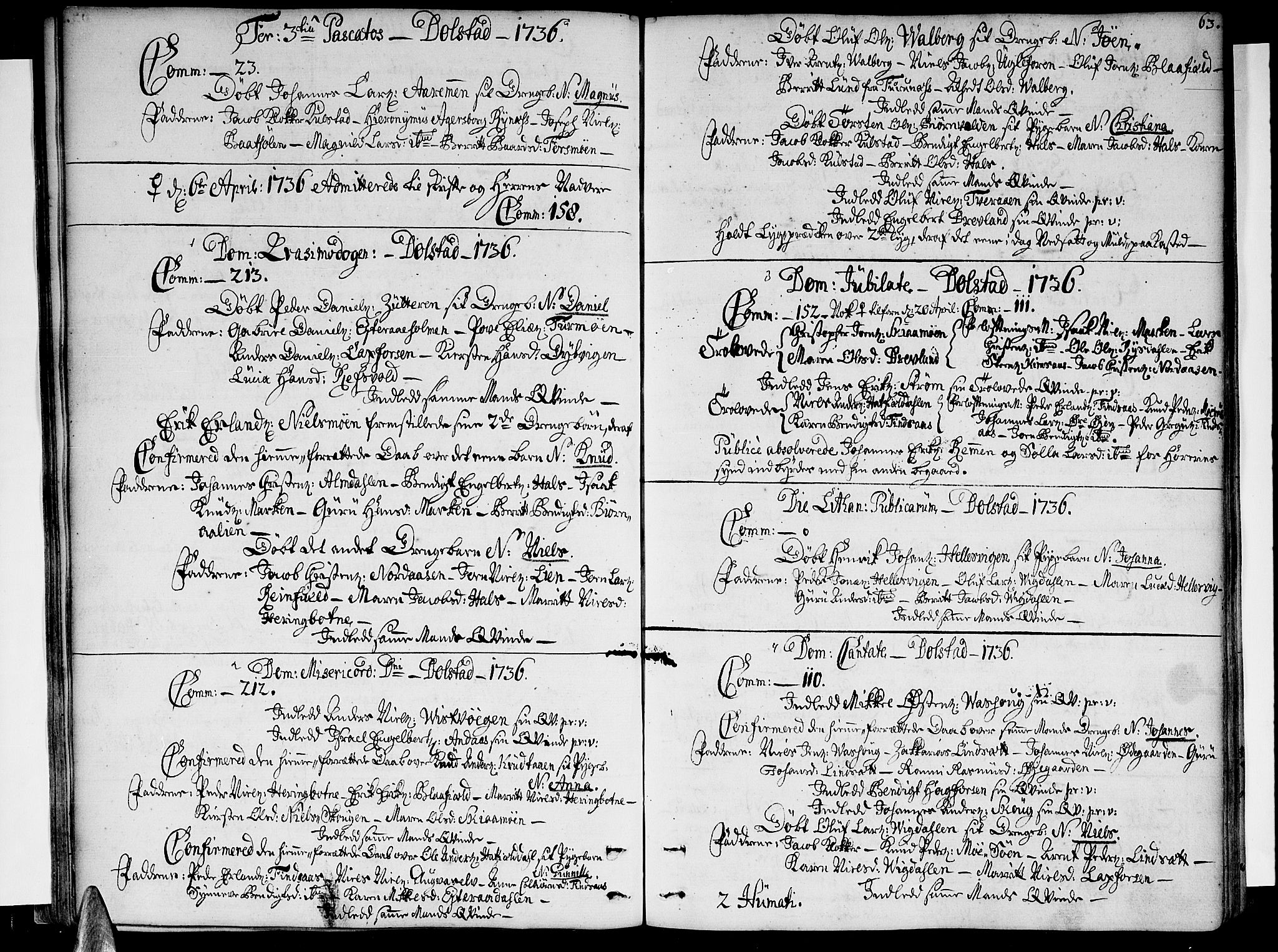 Ministerialprotokoller, klokkerbøker og fødselsregistre - Nordland, AV/SAT-A-1459/820/L0284: Parish register (official) no. 820A05, 1730-1752, p. 63