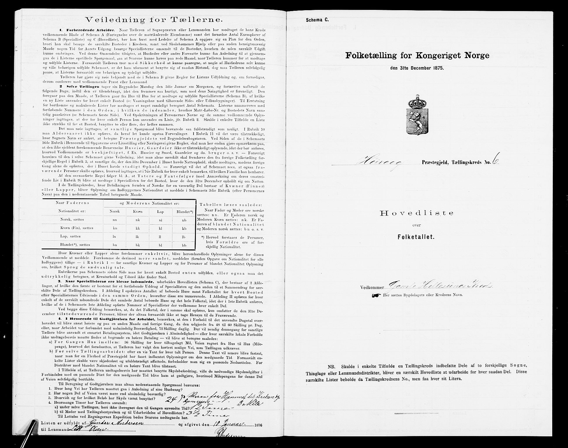 SAK, 1875 census for 0927P Høvåg, 1875, p. 29