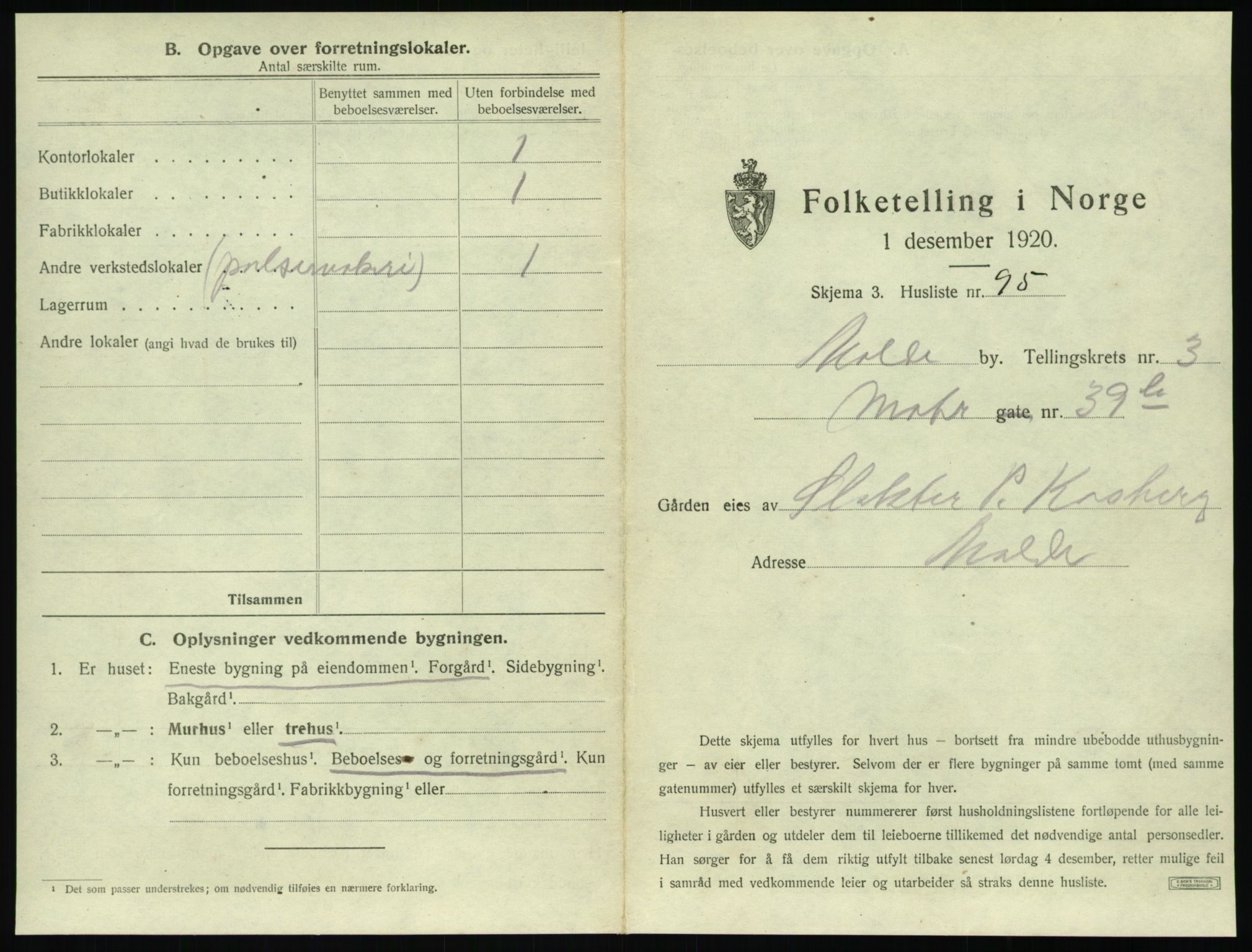 SAT, 1920 census for Molde, 1920, p. 409