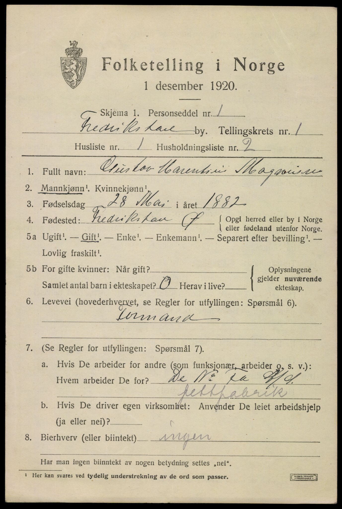 SAO, 1920 census for Fredrikstad, 1920, p. 11433