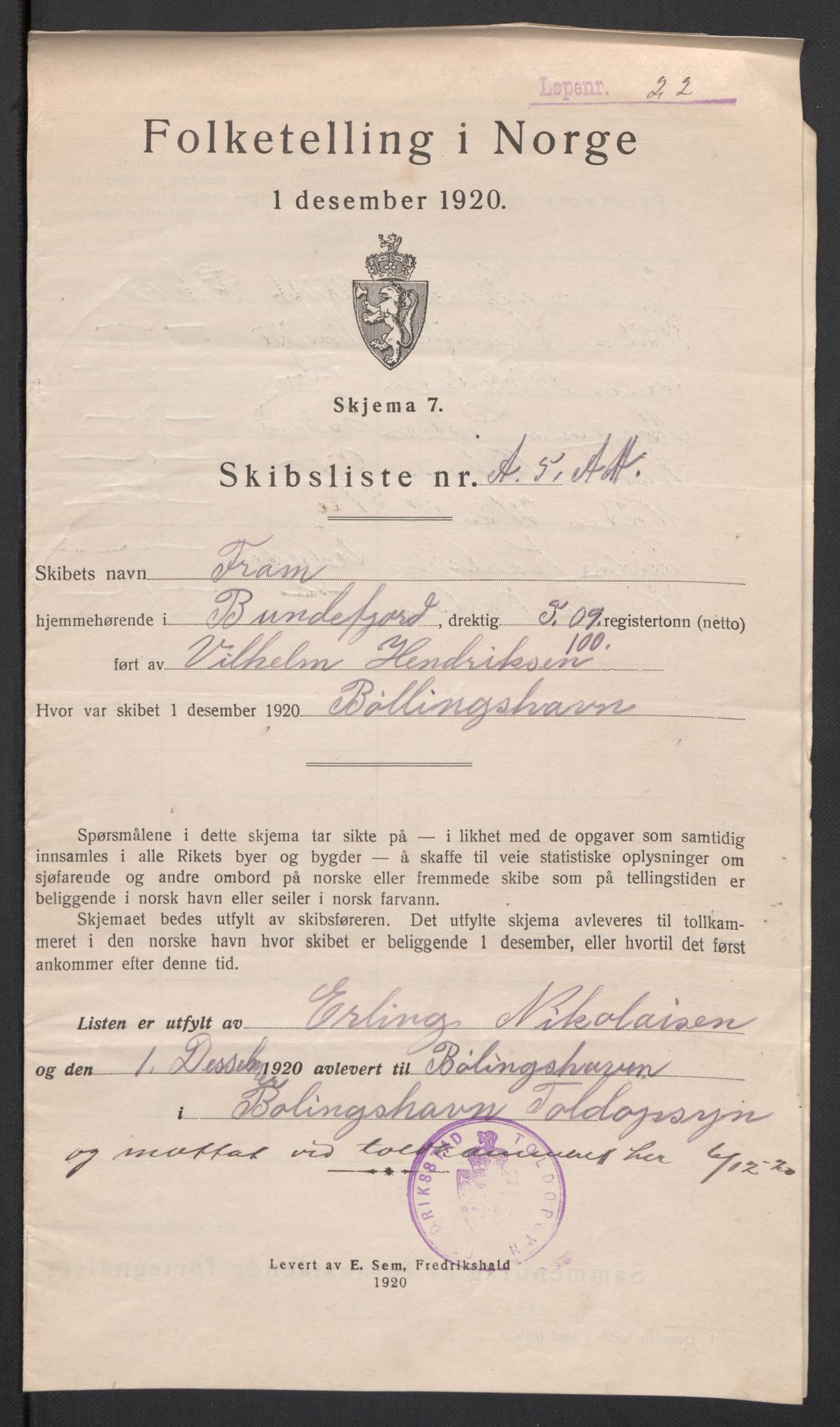 SAO, 1920 census for Fredrikstad, 1920, p. 43015