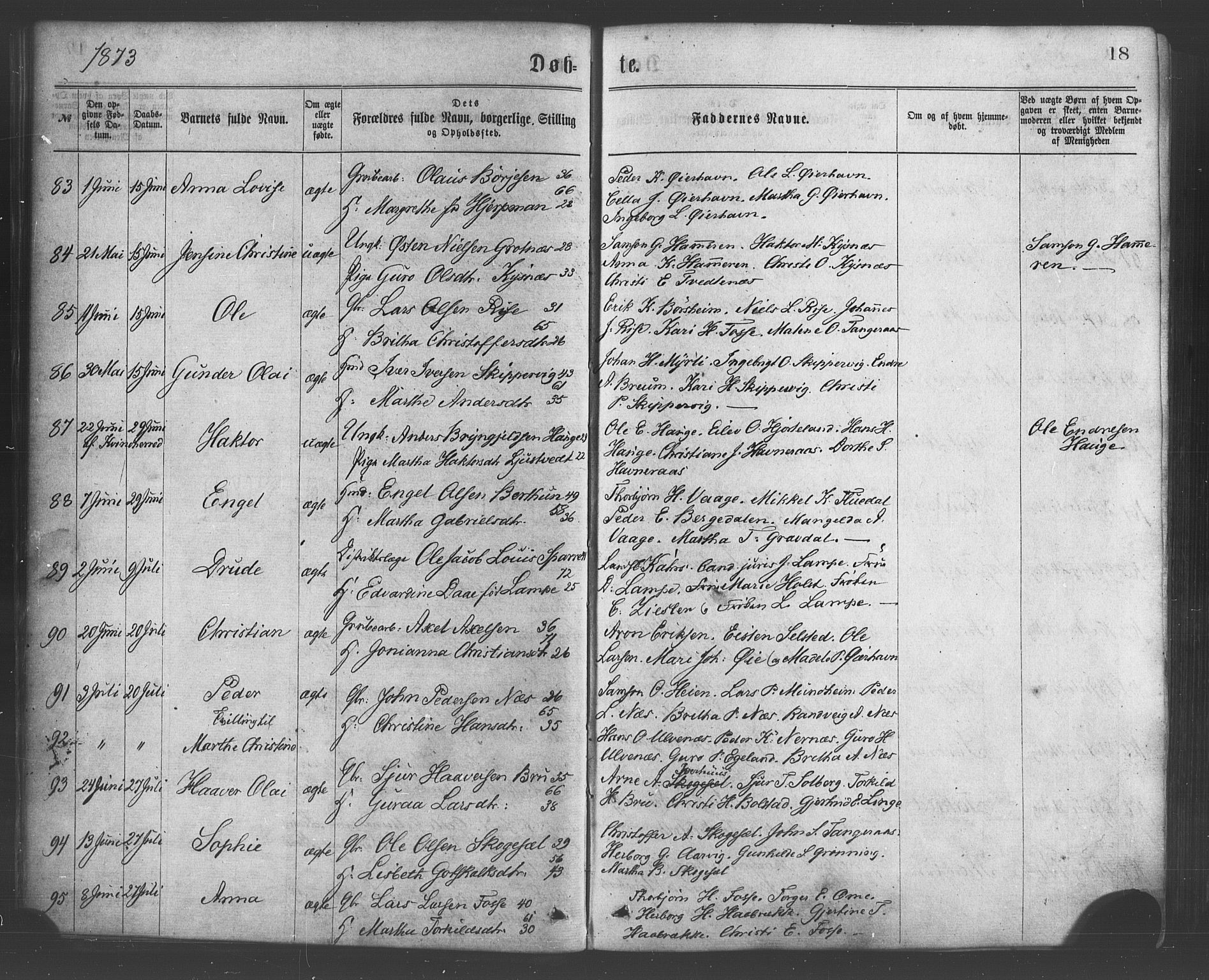 Strandebarm sokneprestembete, SAB/A-78401/H/Haa: Parish register (official) no. A 9, 1872-1886, p. 18