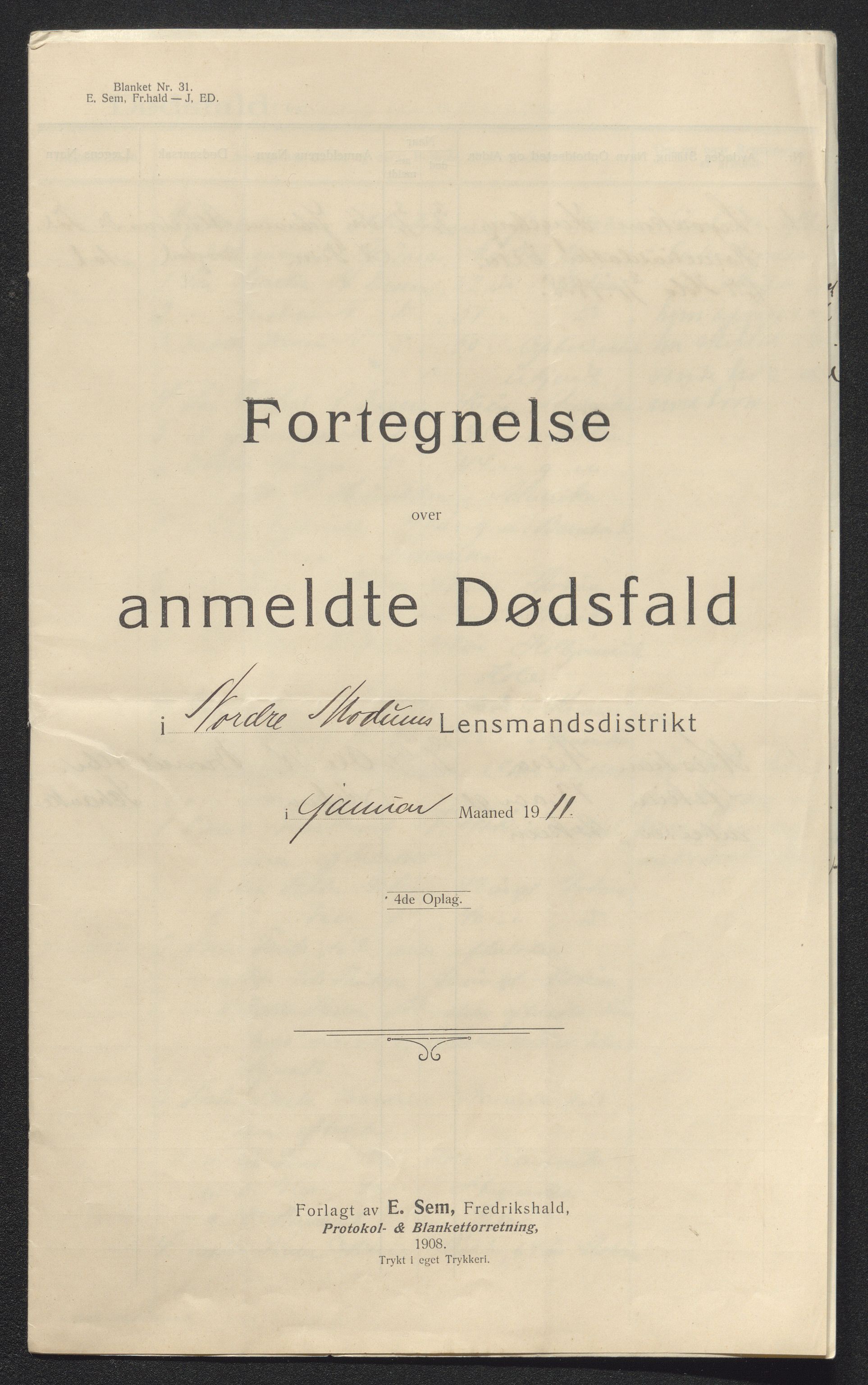 Eiker, Modum og Sigdal sorenskriveri, AV/SAKO-A-123/H/Ha/Hab/L0034: Dødsfallsmeldinger, 1911, p. 254