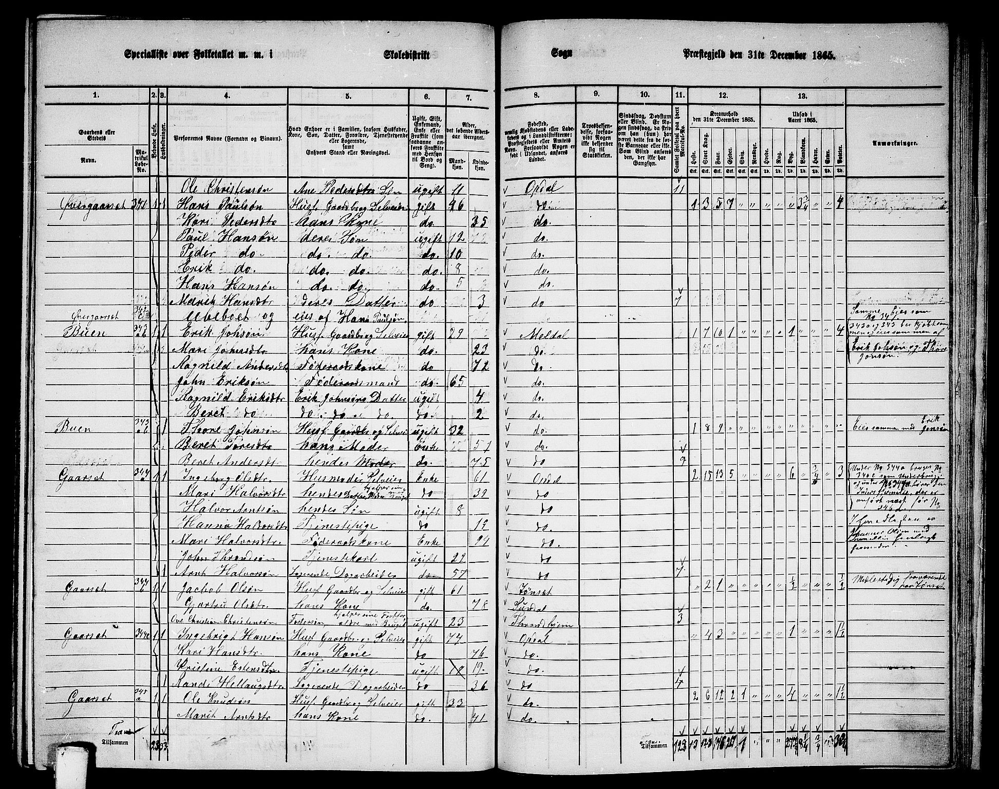 RA, 1865 census for Oppdal, 1865, p. 173