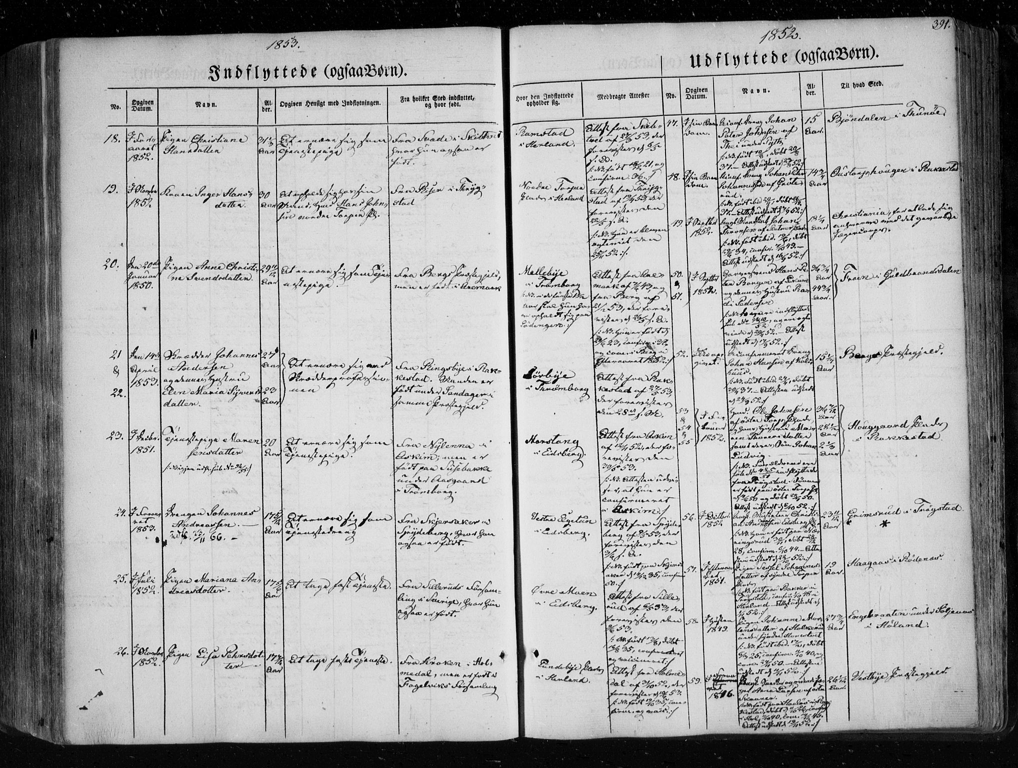 Eidsberg prestekontor Kirkebøker, SAO/A-10905/F/Fa/L0009: Parish register (official) no. I 9, 1849-1856, p. 391