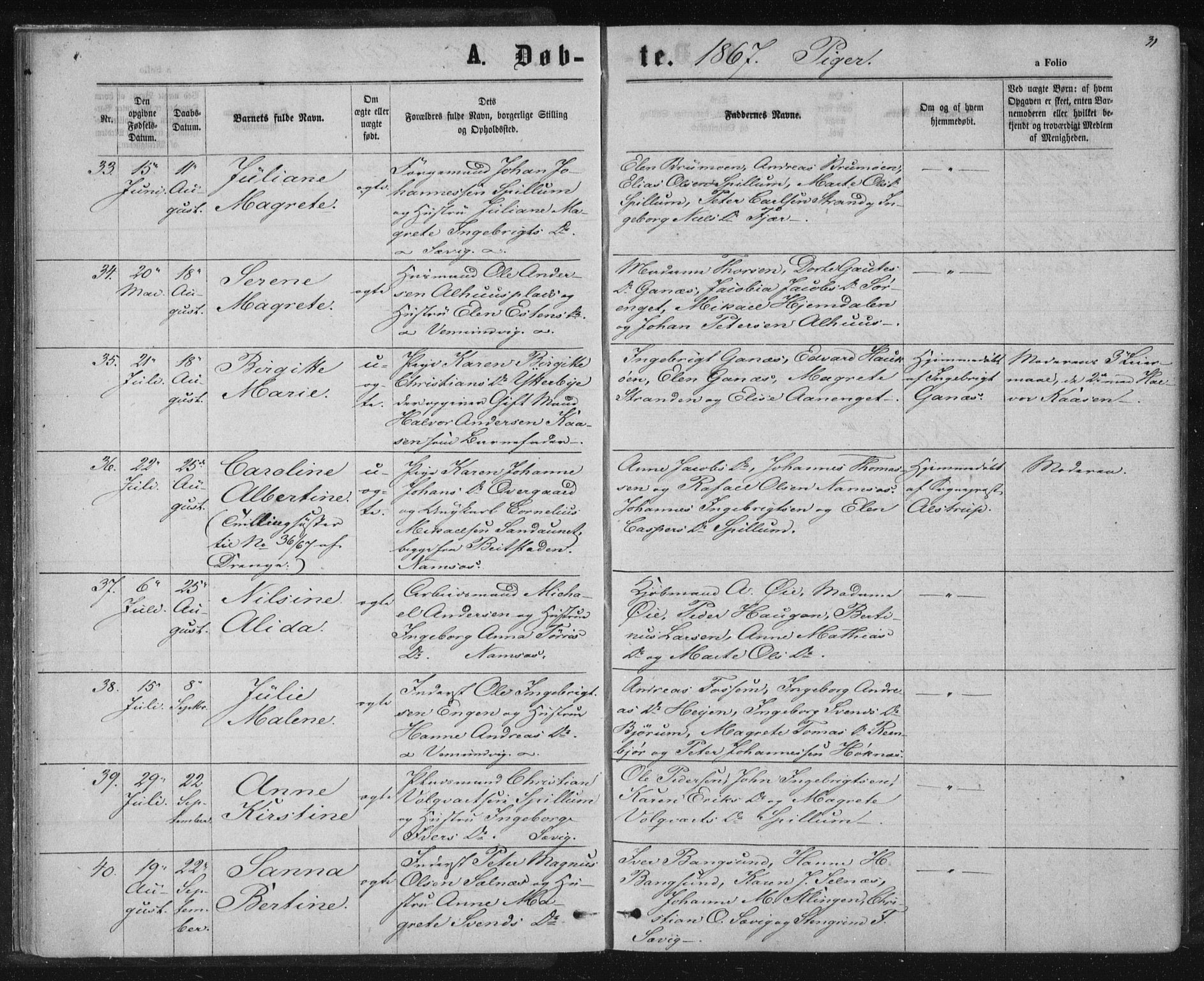 Ministerialprotokoller, klokkerbøker og fødselsregistre - Nord-Trøndelag, SAT/A-1458/768/L0570: Parish register (official) no. 768A05, 1865-1874, p. 31