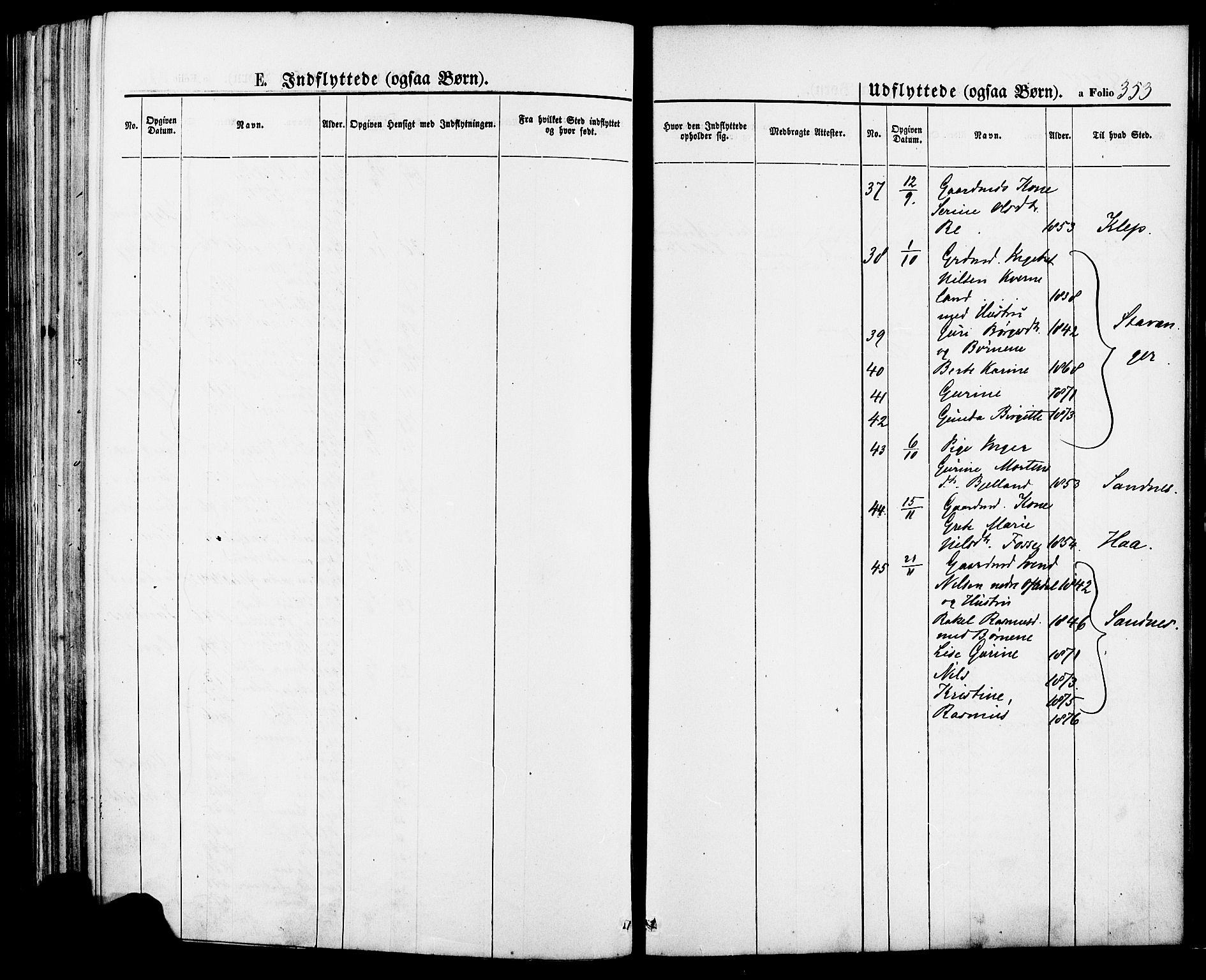 Lye sokneprestkontor, AV/SAST-A-101794/001/30BA/L0008: Parish register (official) no. A 7, 1872-1881, p. 353