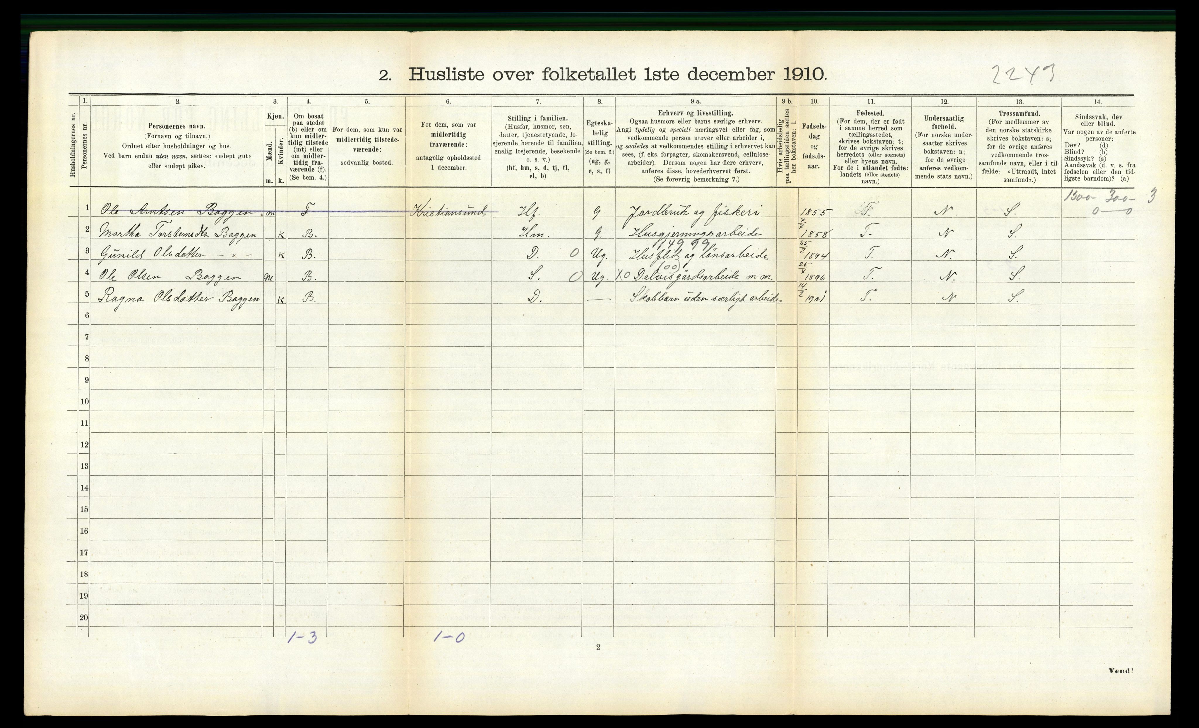 RA, 1910 census for Tustna, 1910, p. 353