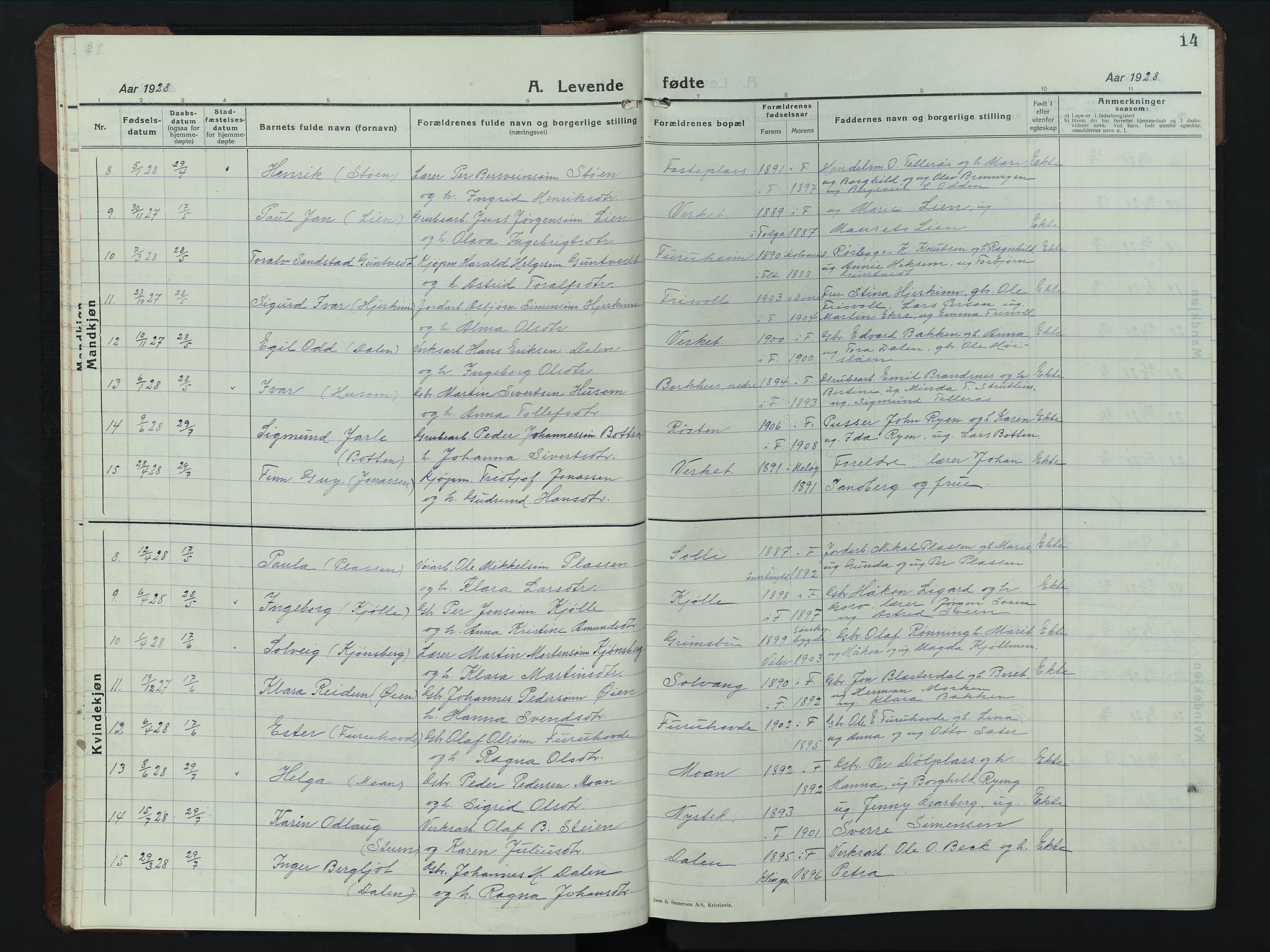 Alvdal prestekontor, AV/SAH-PREST-060/H/Ha/Hab/L0008: Parish register (copy) no. 8, 1925-1953, p. 14