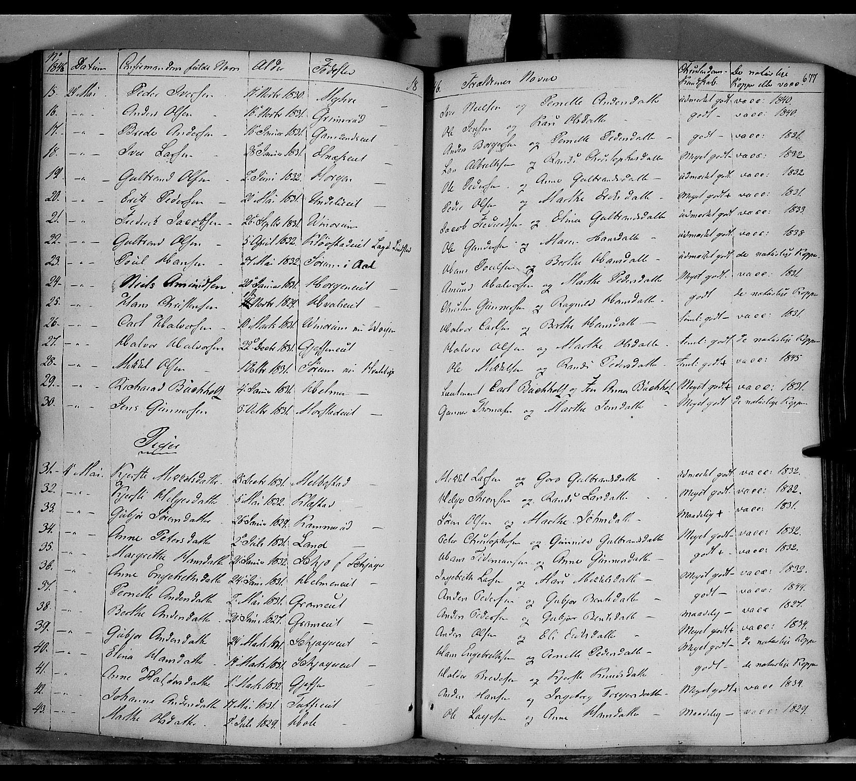 Gran prestekontor, AV/SAH-PREST-112/H/Ha/Haa/L0011: Parish register (official) no. 11, 1842-1856, p. 676-677