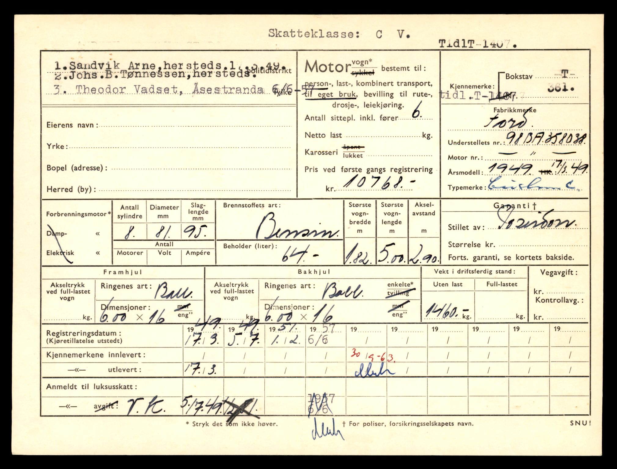 Møre og Romsdal vegkontor - Ålesund trafikkstasjon, AV/SAT-A-4099/F/Fe/L0004: Registreringskort for kjøretøy T 341 - T 442, 1927-1998, p. 603