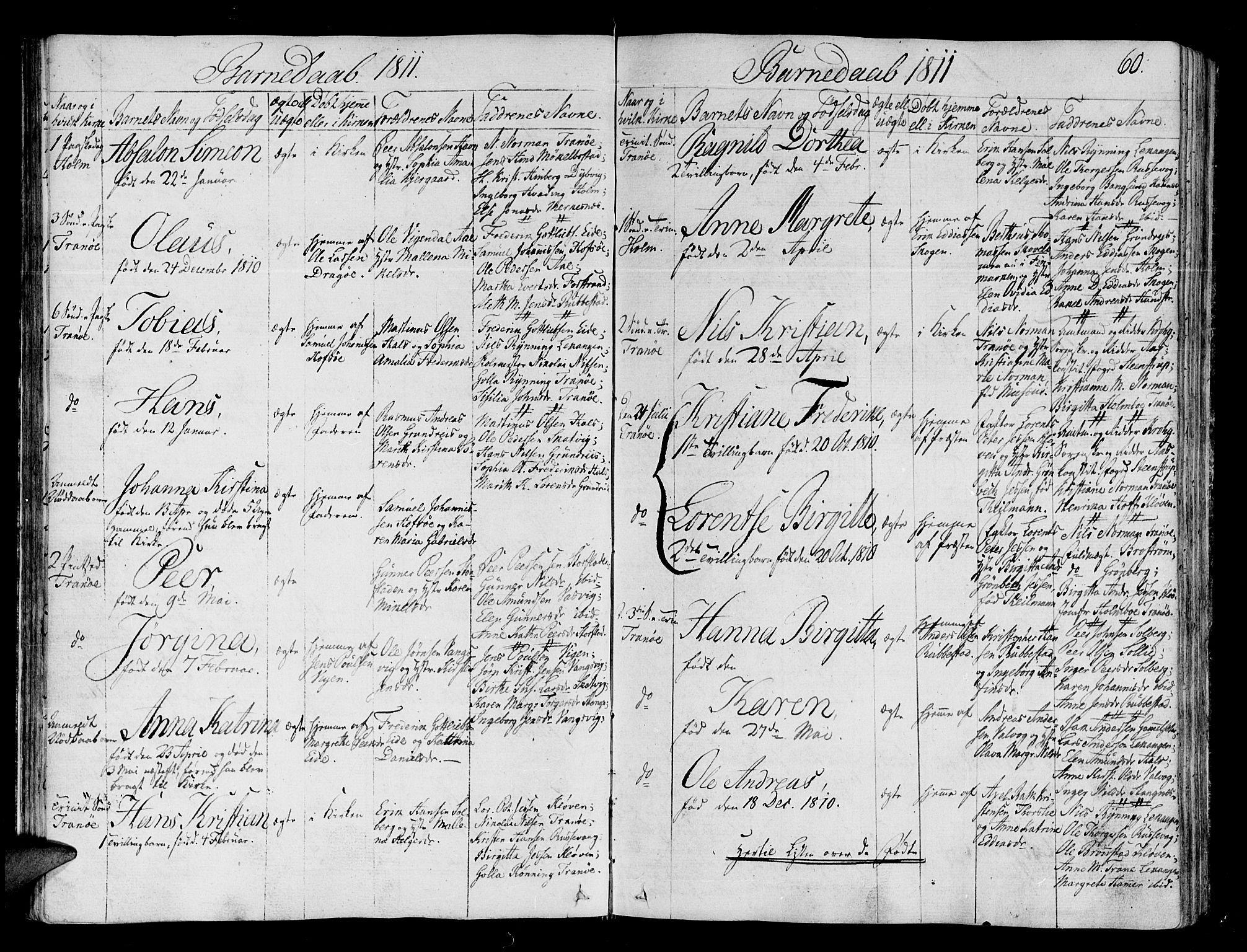 Tranøy sokneprestkontor, SATØ/S-1313/I/Ia/Iaa/L0003kirke: Parish register (official) no. 3, 1807-1820, p. 60