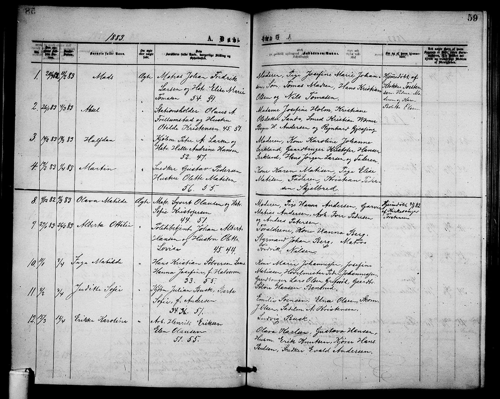 Holmestrand kirkebøker, AV/SAKO-A-346/G/Ga/L0004: Parish register (copy) no. 4, 1874-1888, p. 59