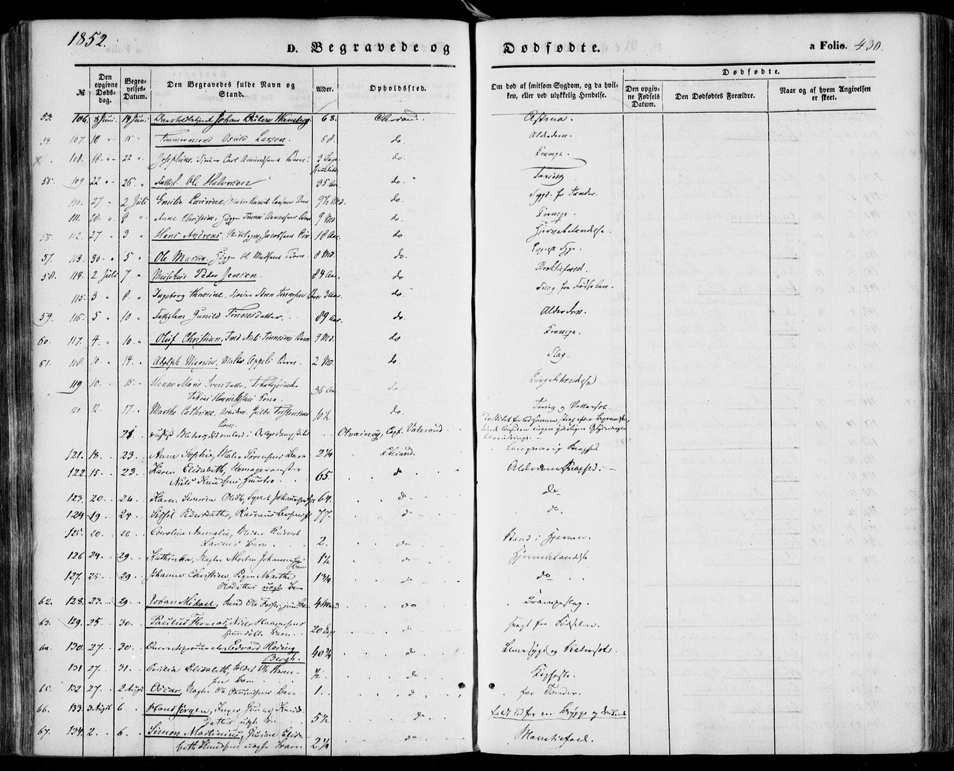 Kristiansand domprosti, SAK/1112-0006/F/Fa/L0014: Parish register (official) no. A 14, 1852-1867, p. 430