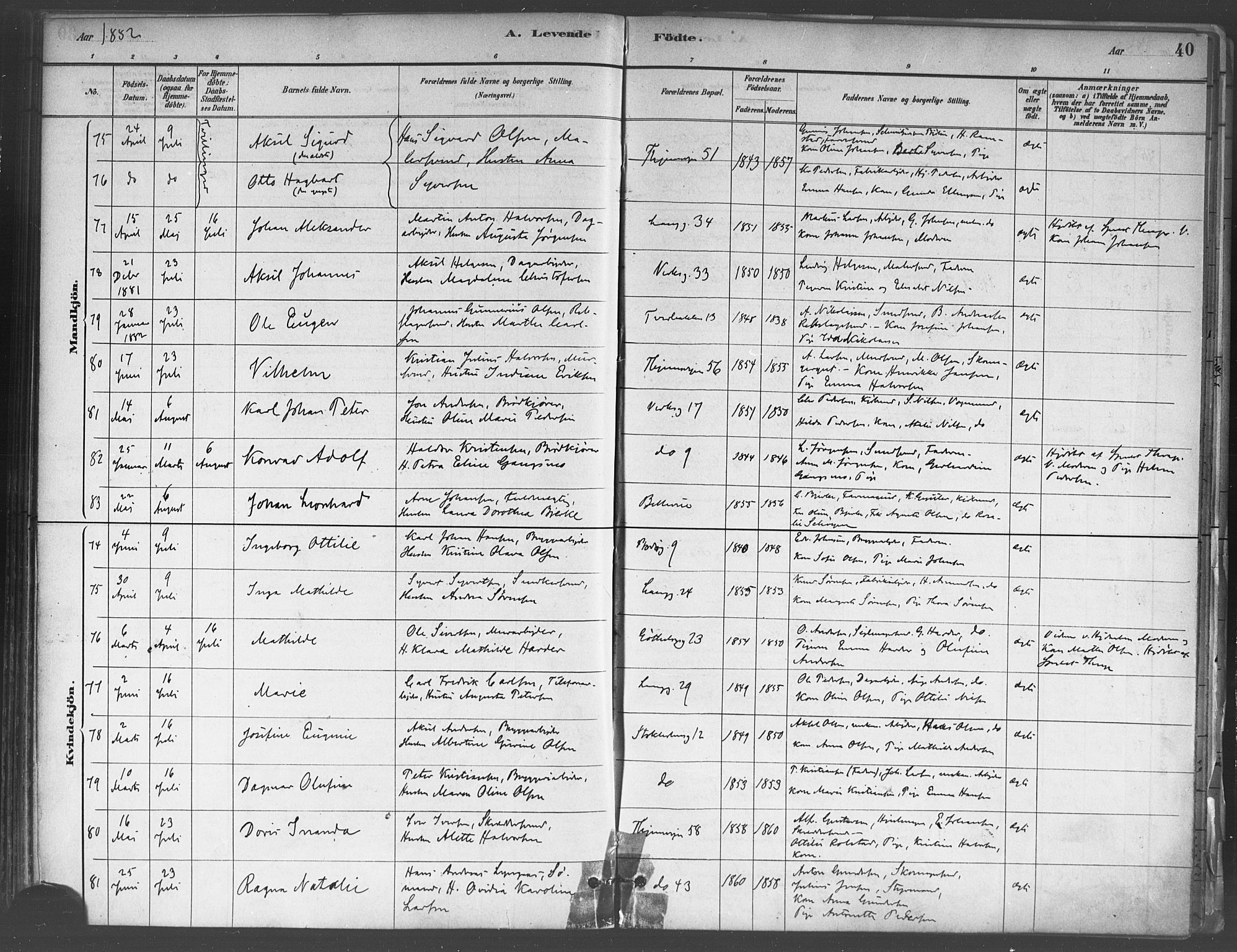 Petrus prestekontor Kirkebøker, SAO/A-10872/F/Fa/L0001: Parish register (official) no. 1, 1880-1887, p. 40