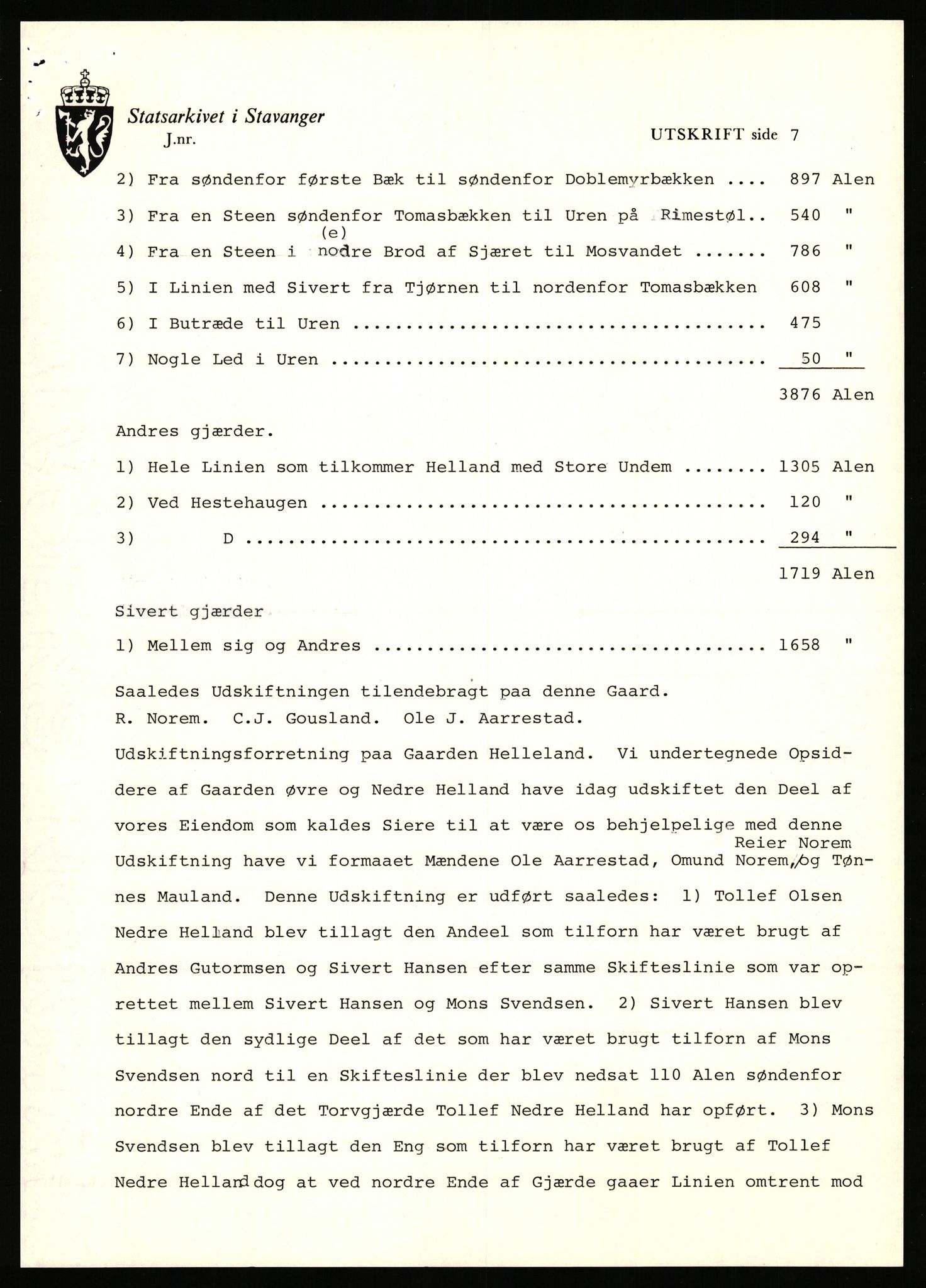 Statsarkivet i Stavanger, AV/SAST-A-101971/03/Y/Yj/L0034: Avskrifter sortert etter gårdsnavn: Helgeland i Bjerkreim - Helle nedre, 1750-1930, p. 511