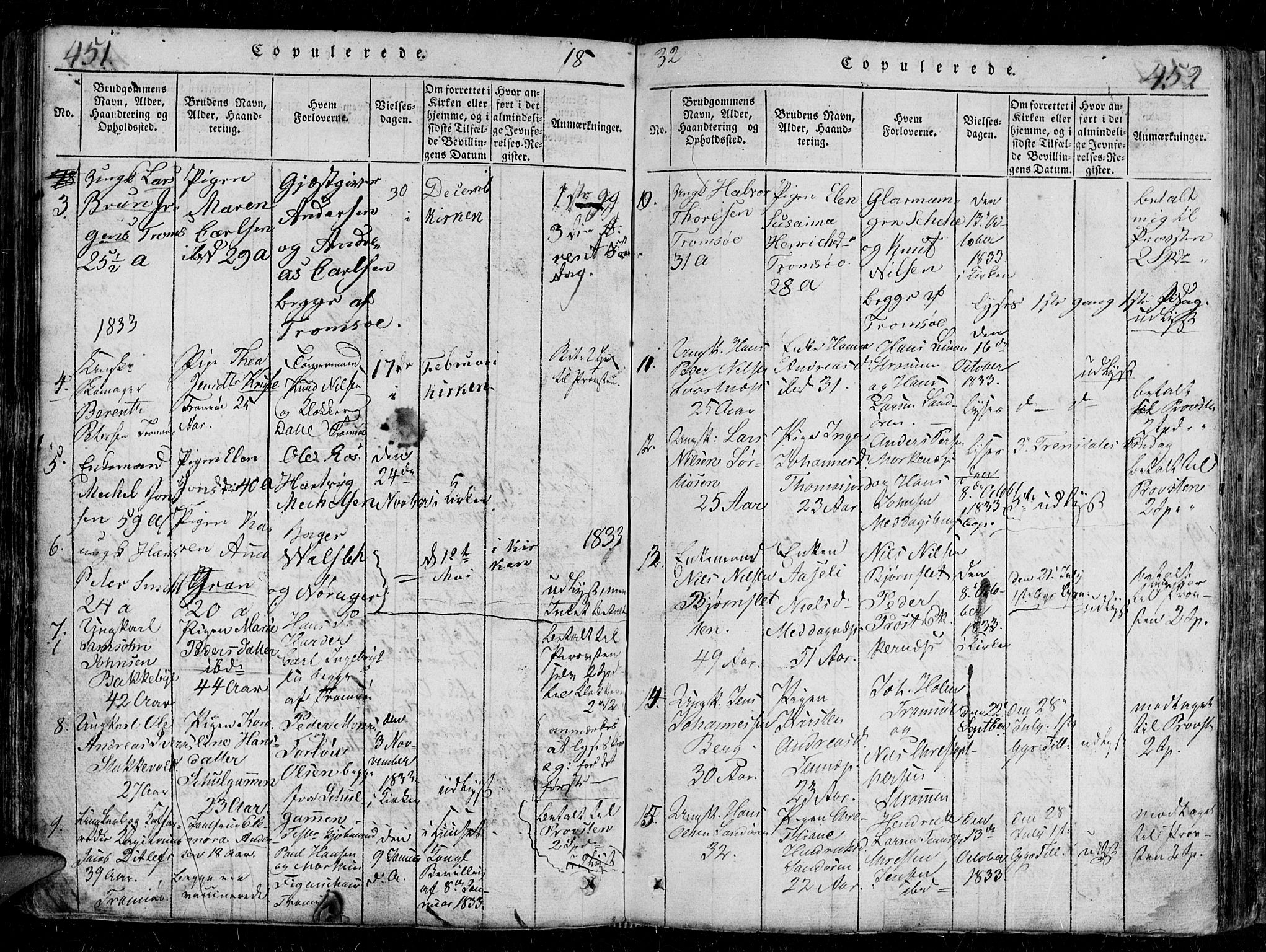 Tromsø sokneprestkontor/stiftsprosti/domprosti, AV/SATØ-S-1343/G/Gb/L0001klokker: Parish register (copy) no. 1, 1821-1833, p. 451-452