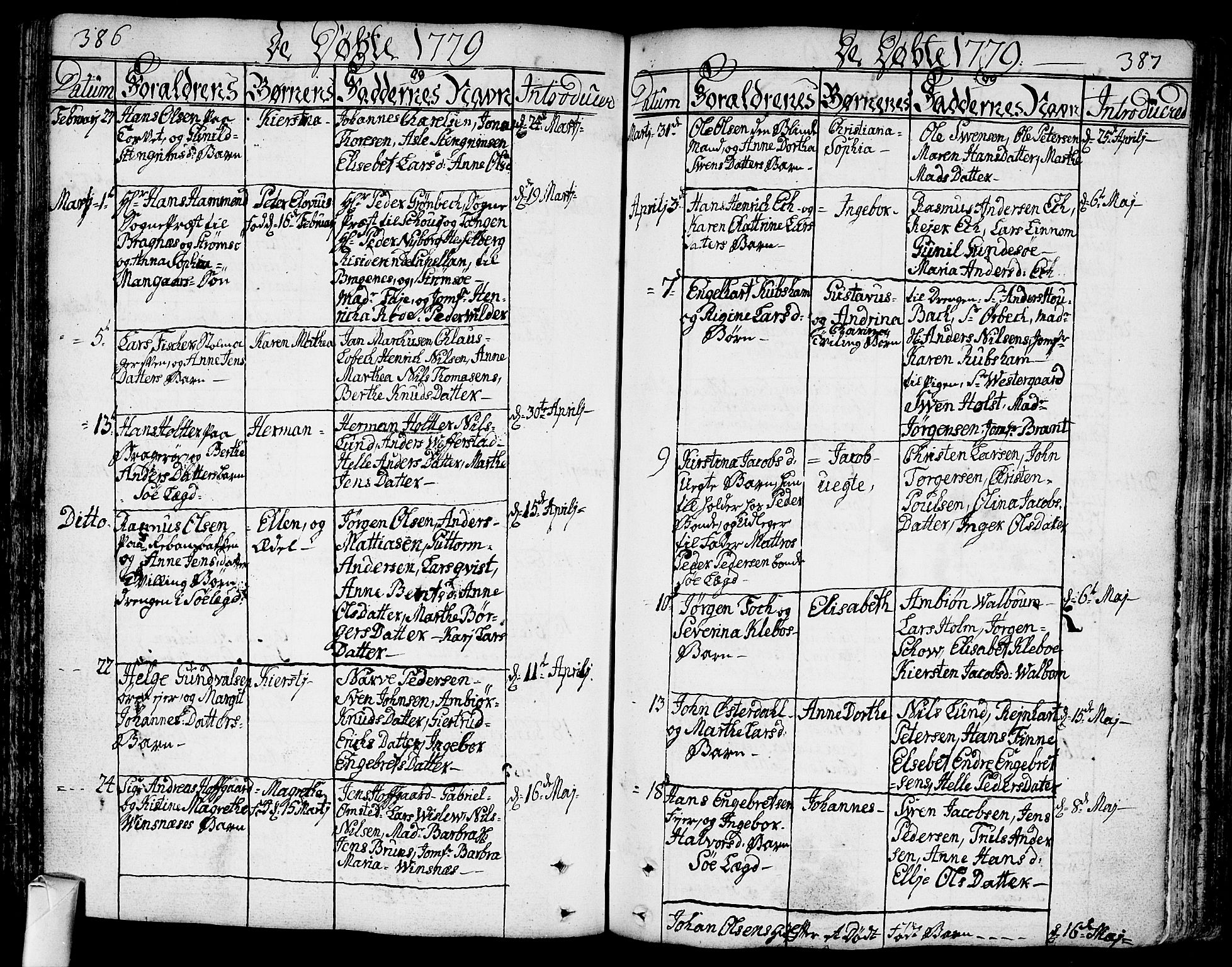 Bragernes kirkebøker, AV/SAKO-A-6/F/Fa/L0005: Parish register (official) no. I 5, 1759-1781, p. 386-387