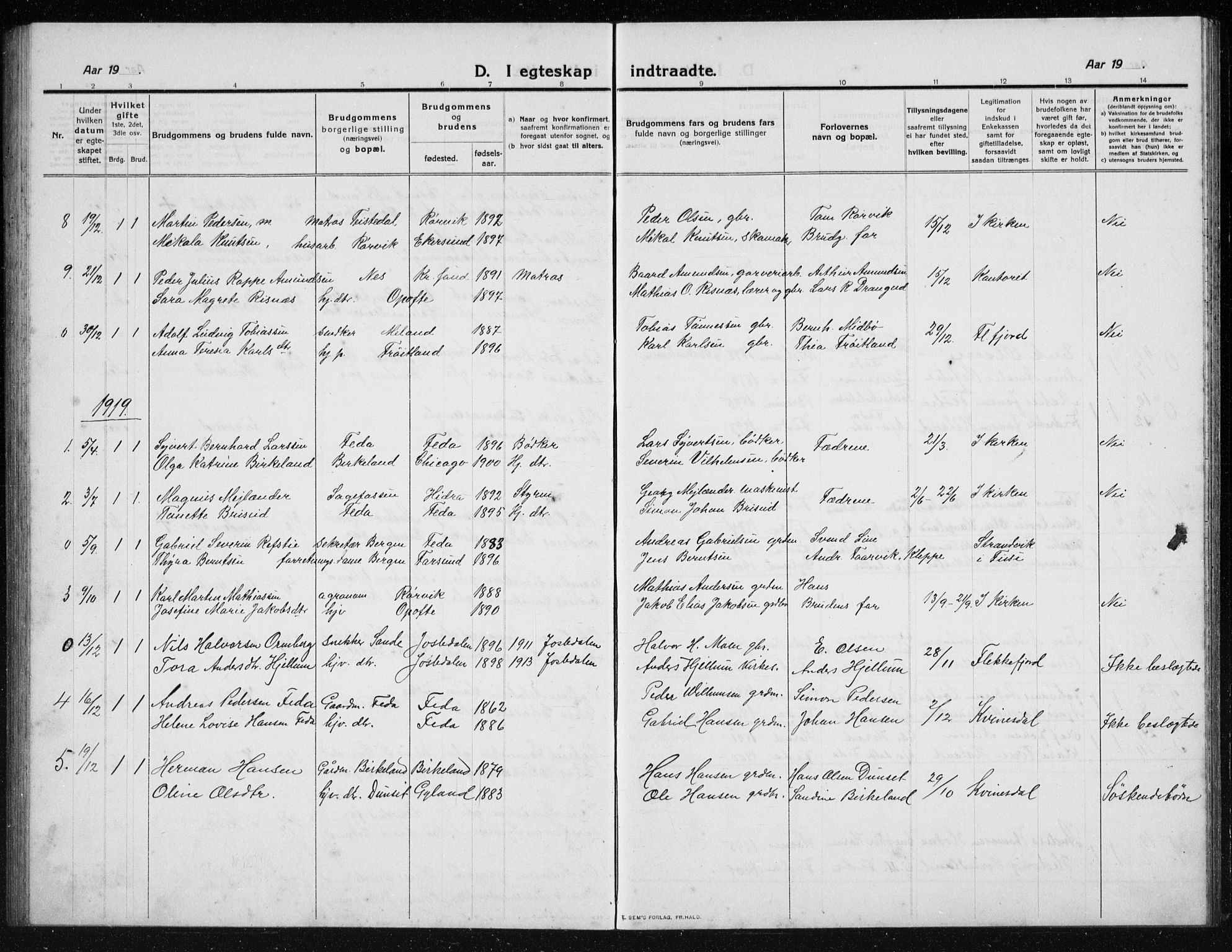 Kvinesdal sokneprestkontor, AV/SAK-1111-0026/F/Fb/Fba/L0005: Parish register (copy) no. B 5, 1910-1934