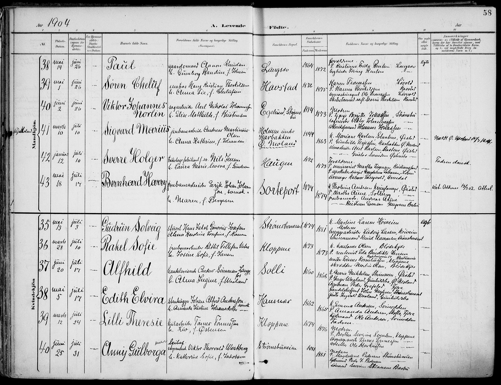 Barbu sokneprestkontor, AV/SAK-1111-0003/F/Fa/L0005: Parish register (official) no. A 5, 1899-1909, p. 58