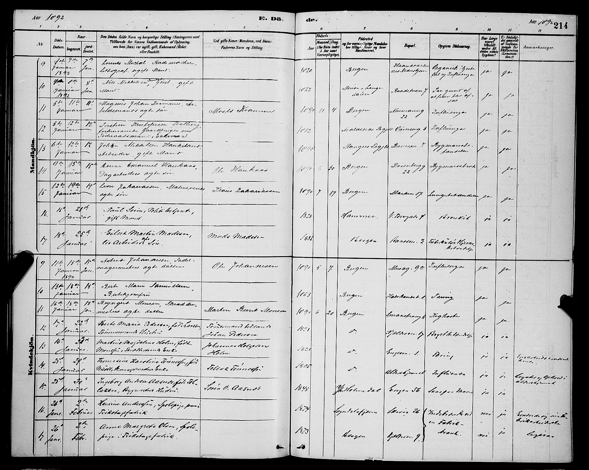 Domkirken sokneprestembete, AV/SAB-A-74801/H/Hab/L0041: Parish register (copy) no. E 5, 1878-1900, p. 214