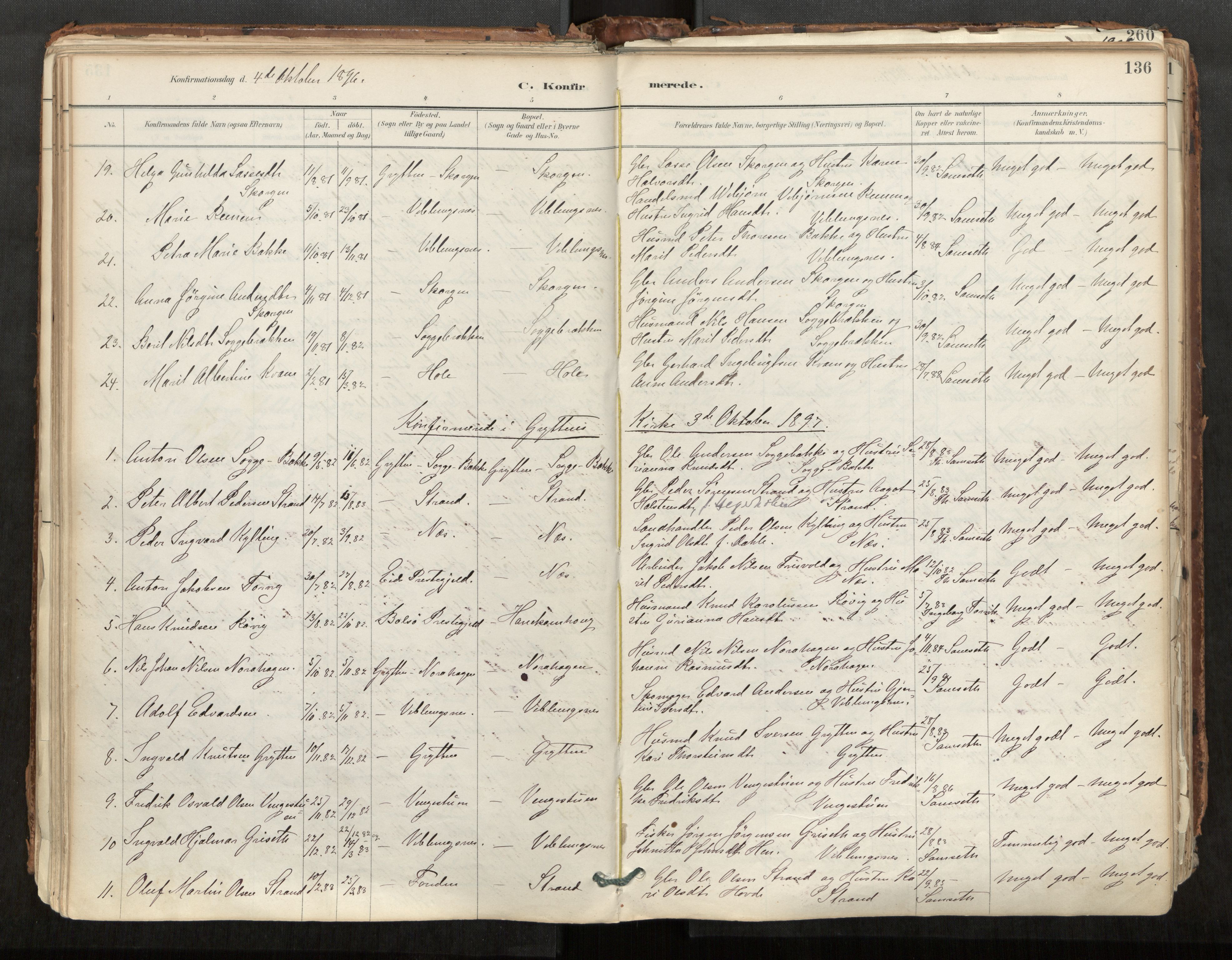 Ministerialprotokoller, klokkerbøker og fødselsregistre - Møre og Romsdal, AV/SAT-A-1454/544/L0585: Parish register (official) no. 544A06, 1887-1924, p. 136