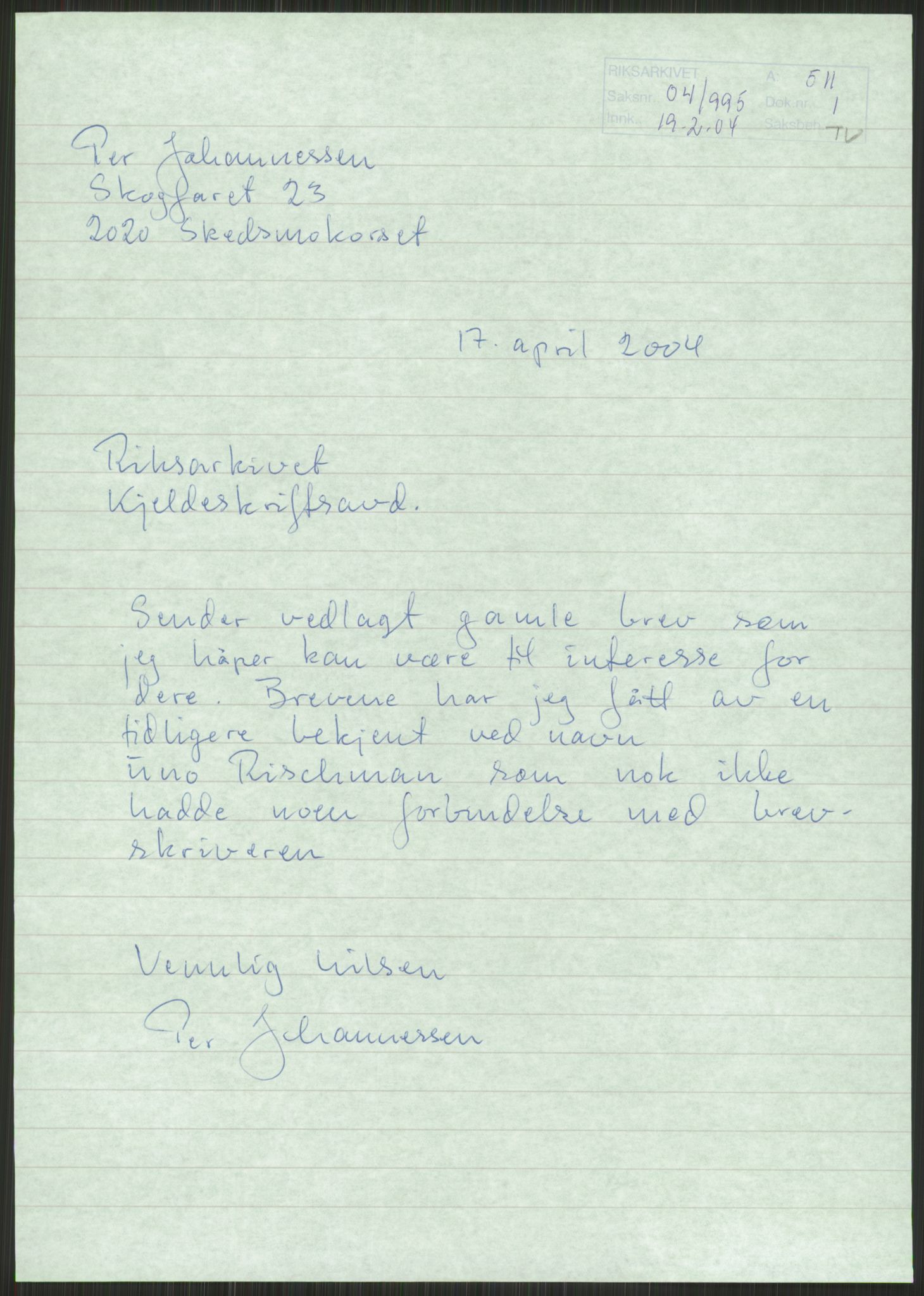 Samlinger til kildeutgivelse, Amerikabrevene, AV/RA-EA-4057/F/L0046: Amerikabrev, originaler og kopier., p. 5