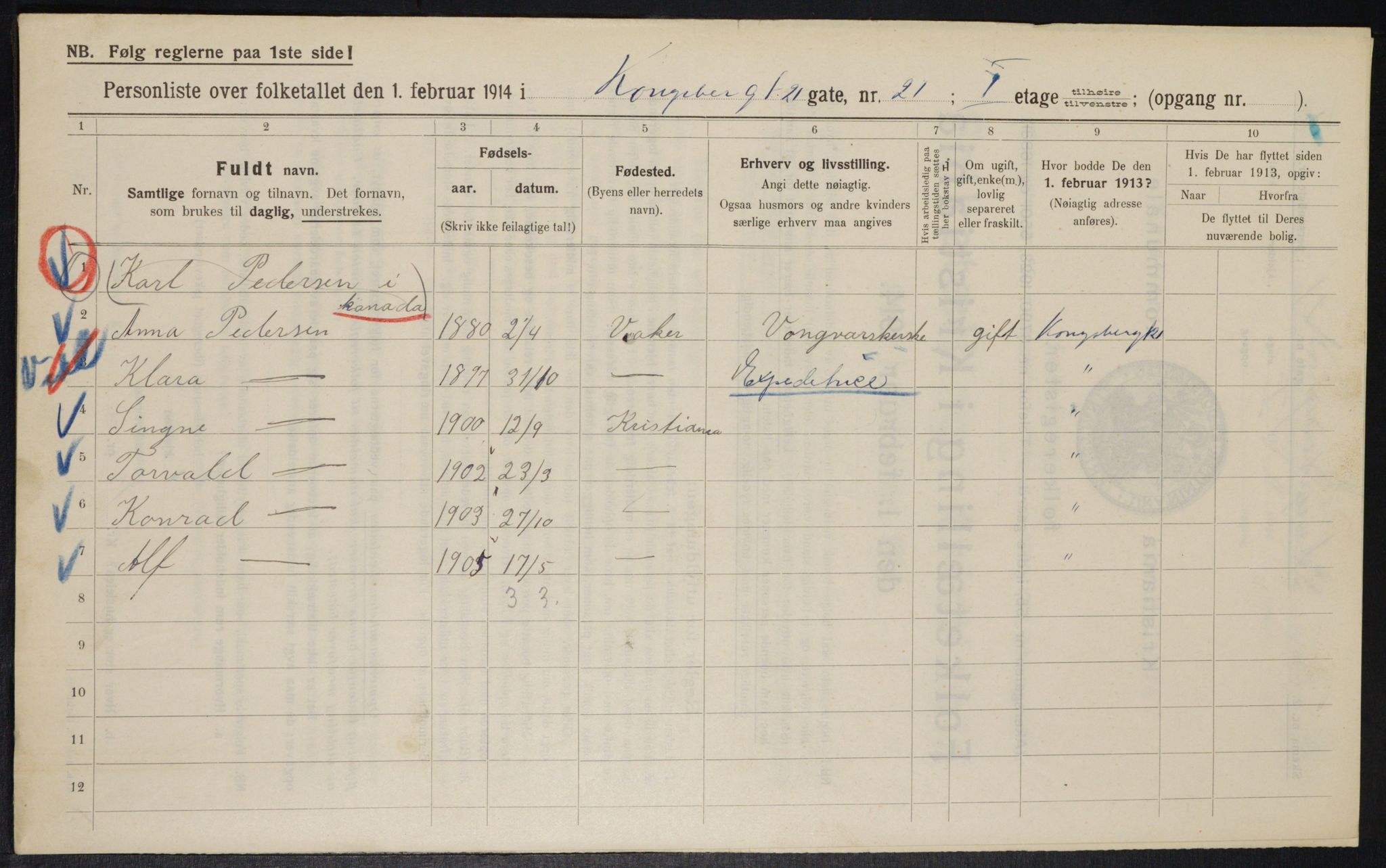 OBA, Municipal Census 1914 for Kristiania, 1914, p. 52902