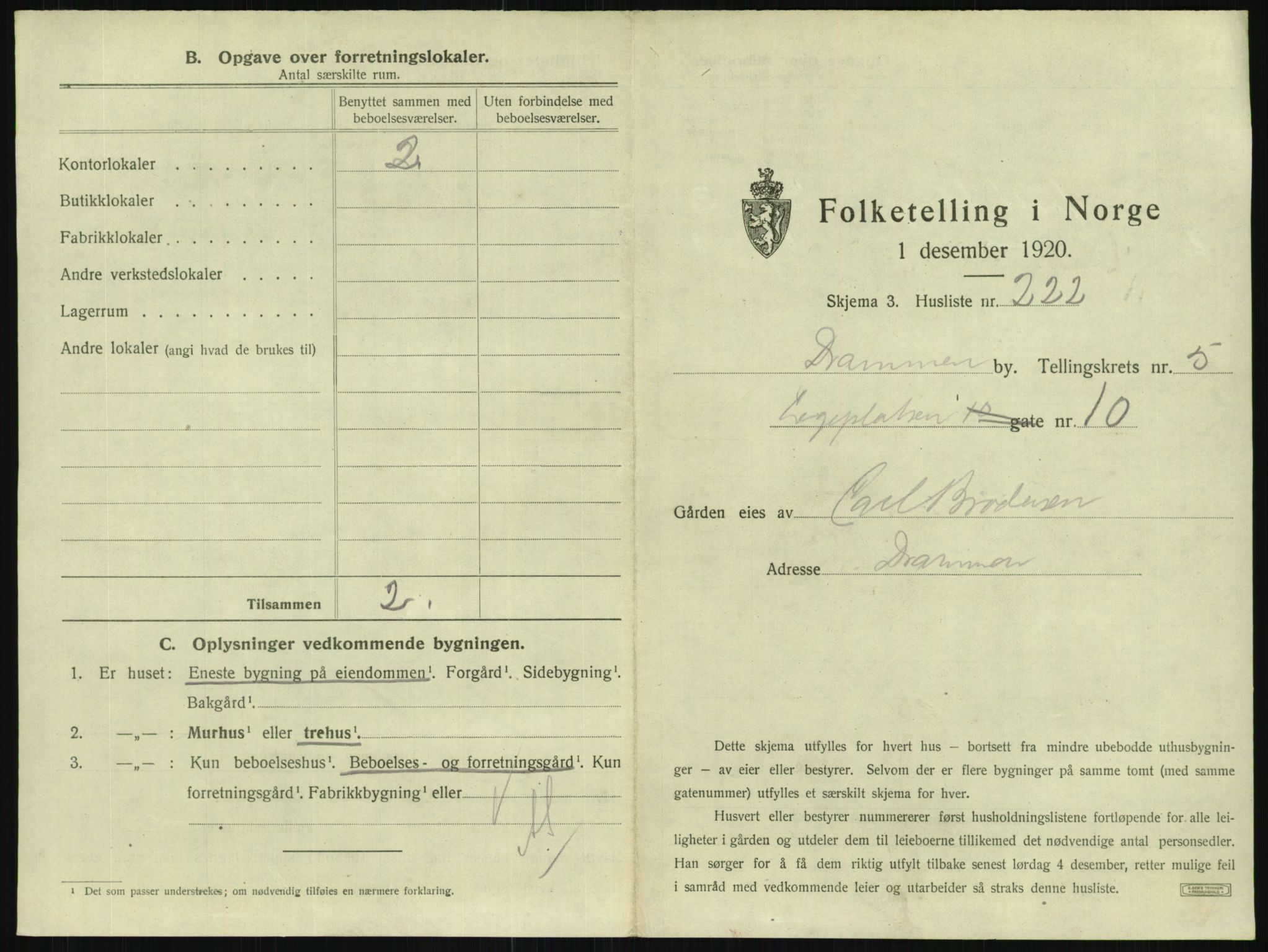 SAKO, 1920 census for Drammen, 1920, p. 2658