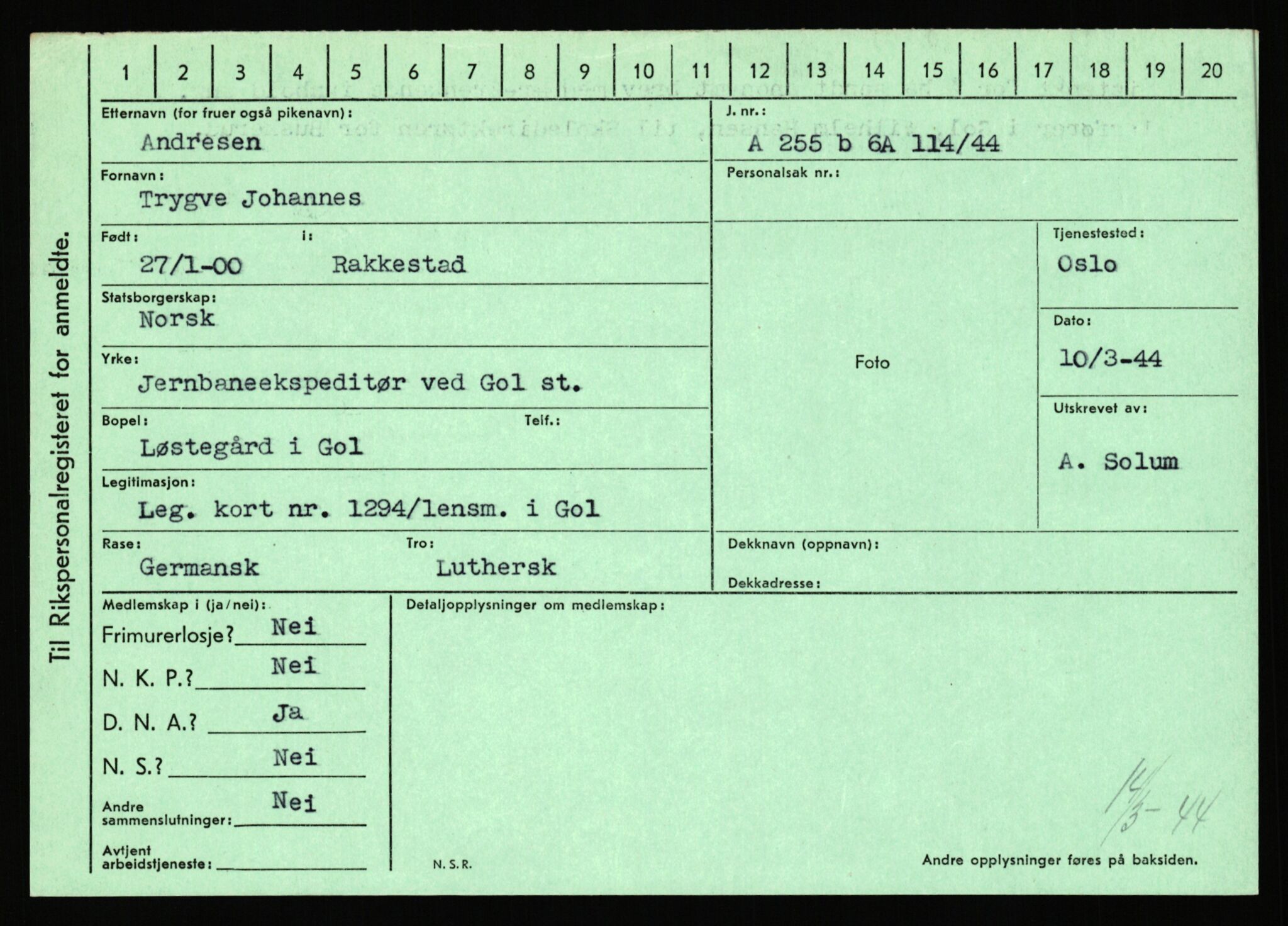 Statspolitiet - Hovedkontoret / Osloavdelingen, AV/RA-S-1329/C/Ca/L0001: Aabakken - Armann, 1943-1945, p. 4293