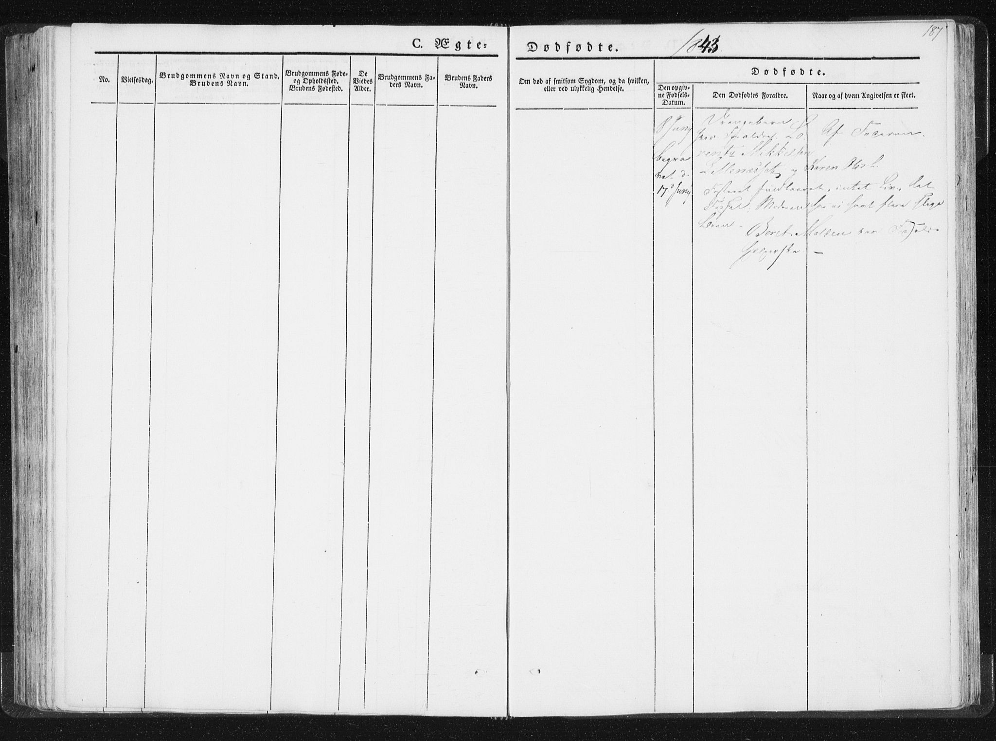 Ministerialprotokoller, klokkerbøker og fødselsregistre - Nord-Trøndelag, SAT/A-1458/744/L0418: Parish register (official) no. 744A02, 1843-1866, p. 187