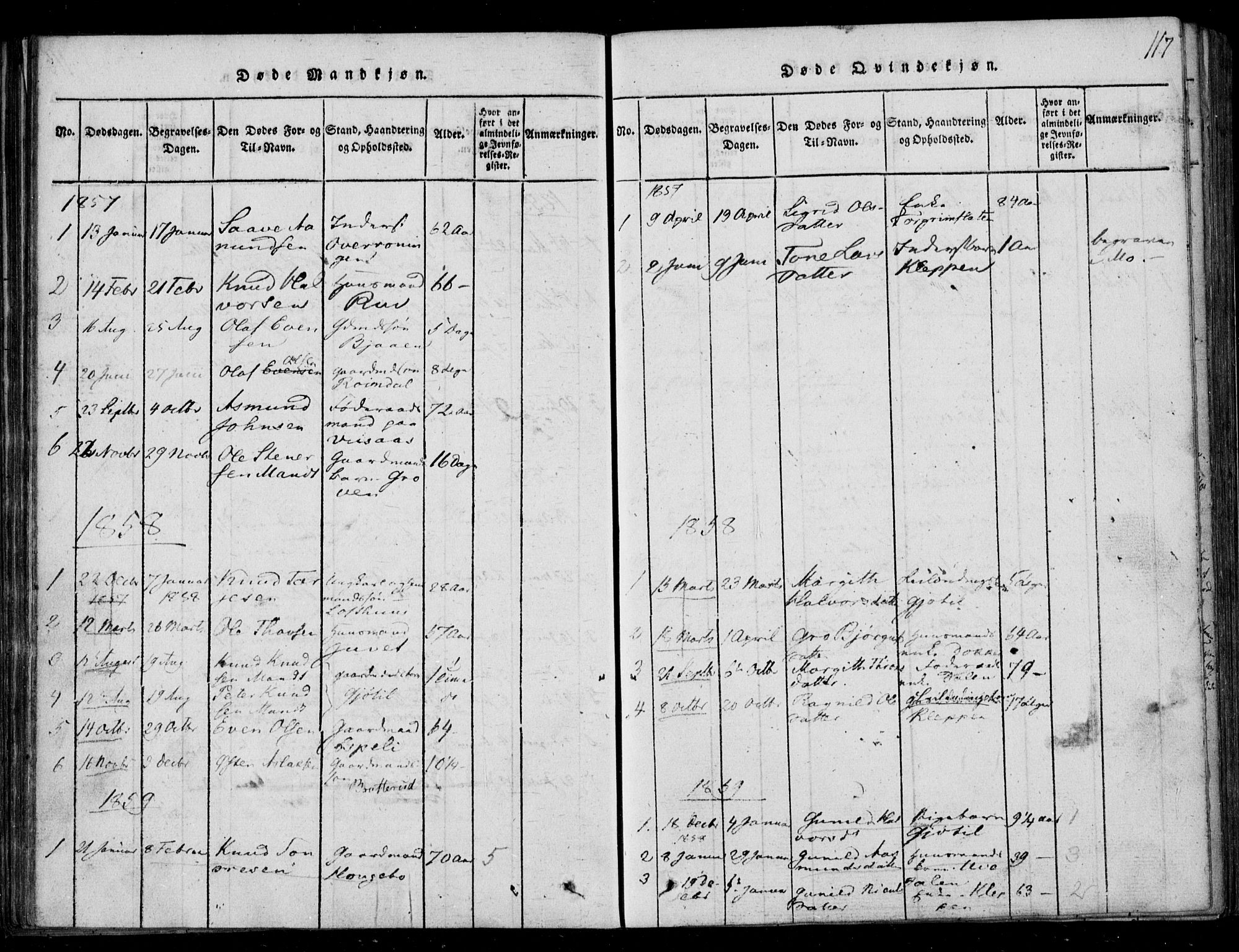 Lårdal kirkebøker, SAKO/A-284/F/Fb/L0001: Parish register (official) no. II 1, 1815-1860, p. 117