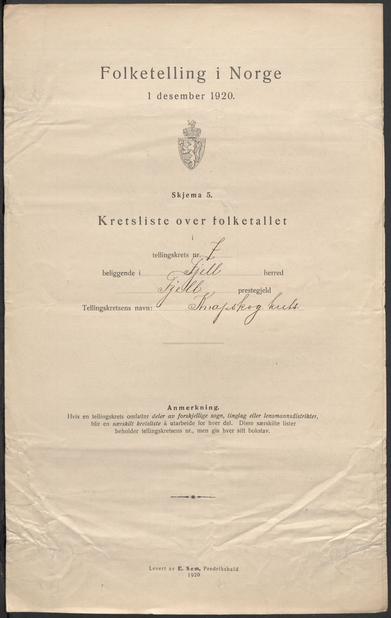 SAB, 1920 census for Fjell, 1920, p. 22