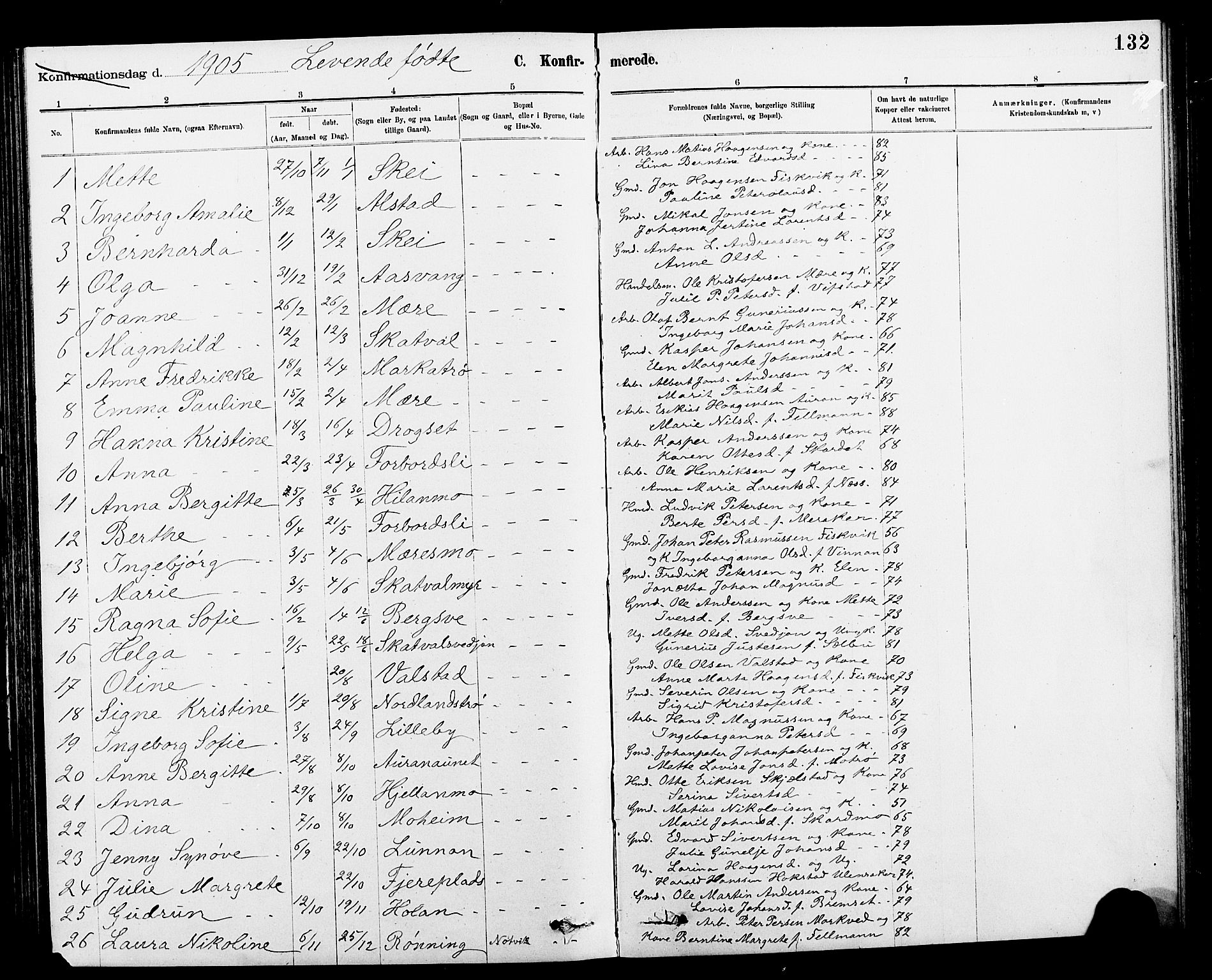 Ministerialprotokoller, klokkerbøker og fødselsregistre - Nord-Trøndelag, SAT/A-1458/712/L0103: Parish register (copy) no. 712C01, 1878-1917, p. 132