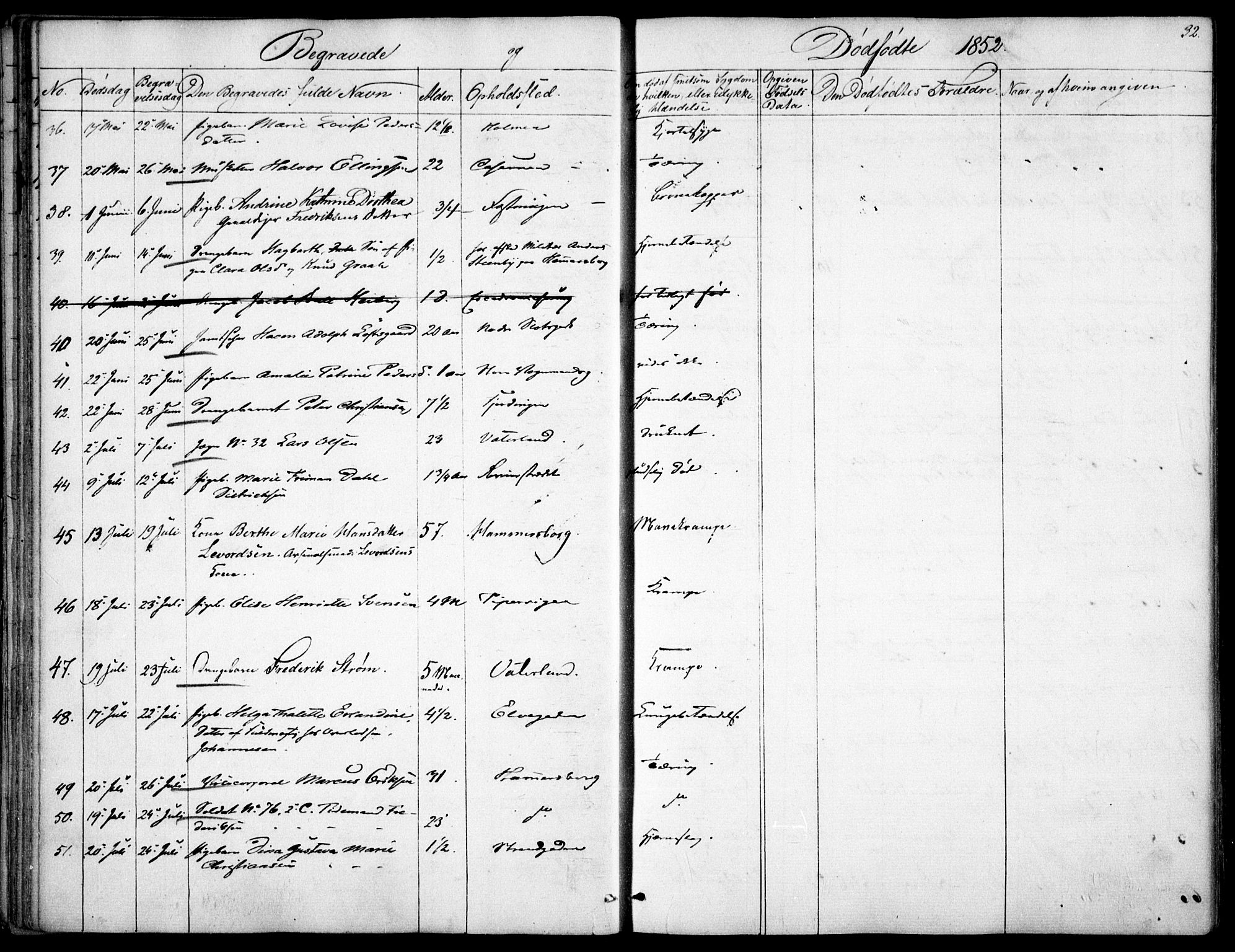 Garnisonsmenigheten Kirkebøker, AV/SAO-A-10846/F/Fa/L0009: Parish register (official) no. 9, 1842-1859, p. 32