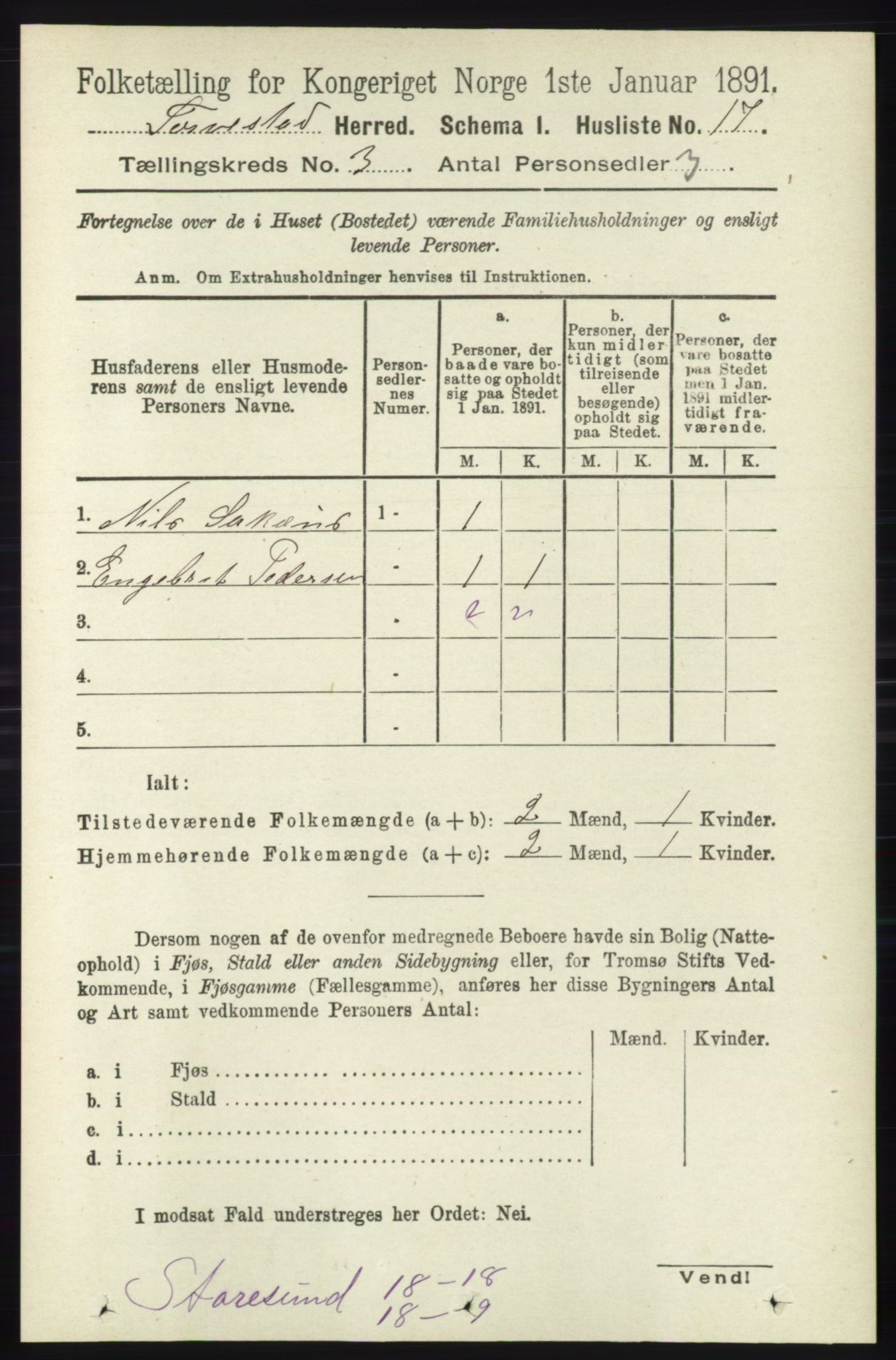 RA, 1891 census for 1152 Torvastad, 1891, p. 887