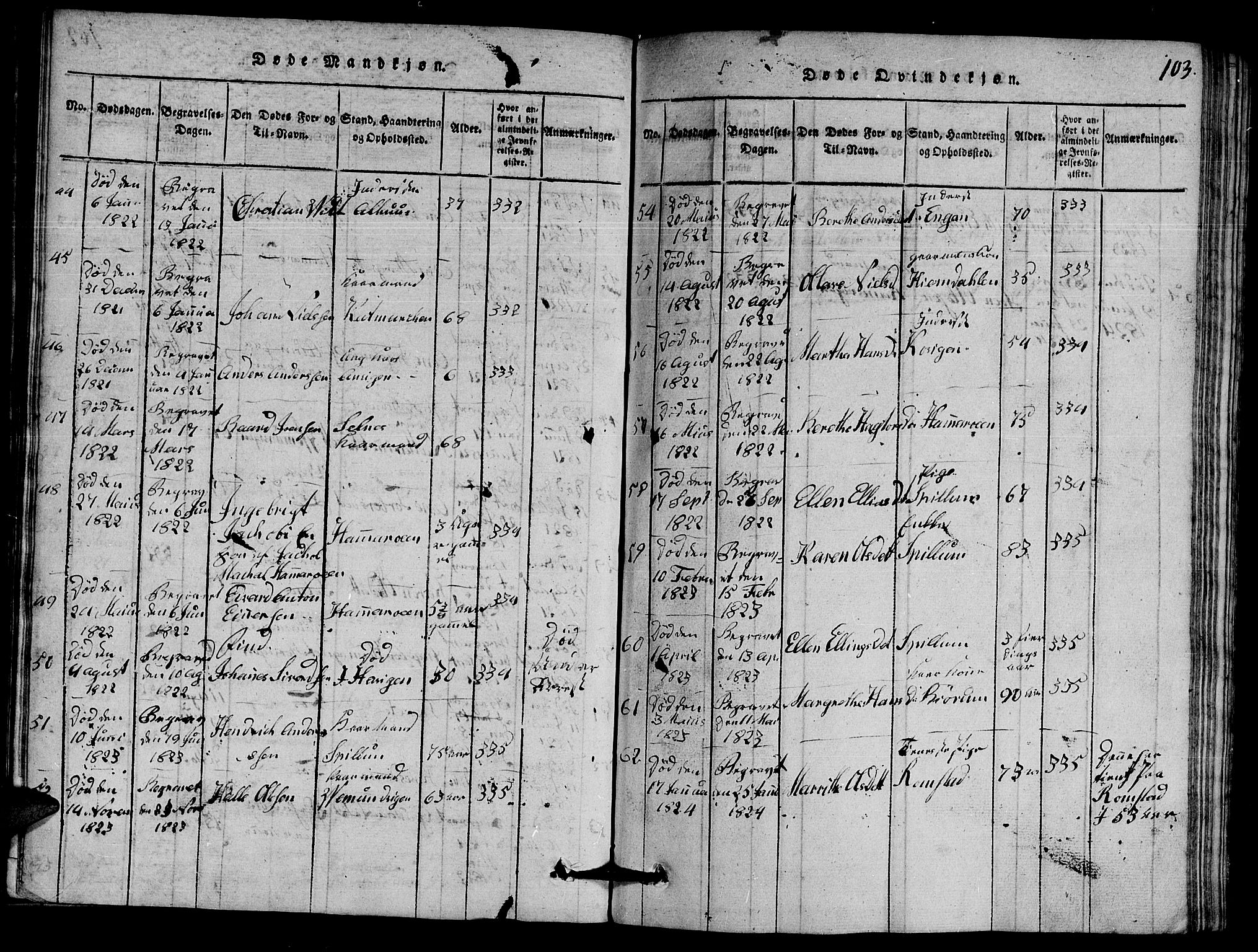 Ministerialprotokoller, klokkerbøker og fødselsregistre - Nord-Trøndelag, SAT/A-1458/770/L0590: Parish register (copy) no. 770C01, 1815-1824, p. 103